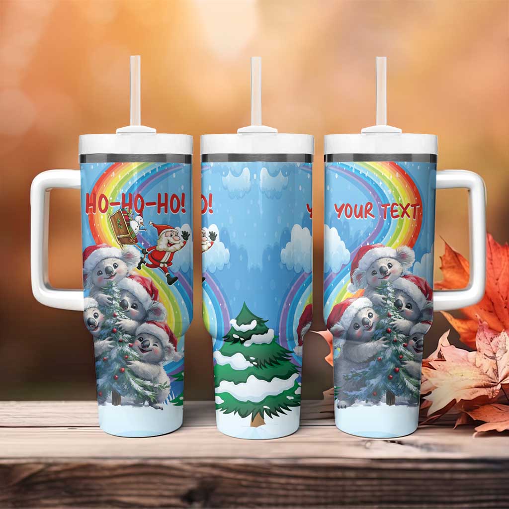 Australia Koala Christmas Santa Claus Ho Ho Ho Custom Stanley Quencher 40oz Stainless Steel Tumbler With Handle