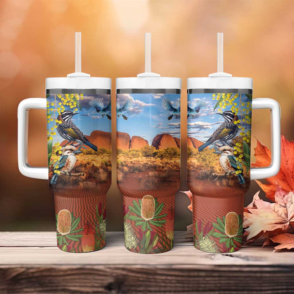 Australia Native Bird Uluru Ayers Rock Custom Stanley Quencher 40oz Stainless Steel Tumbler With Handle