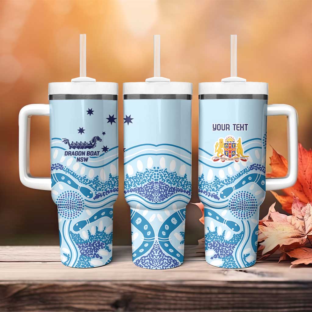 Australia New South Wales Dragons Boat Aussie Aboriginal Dot Style Custom Stanley Quencher 40oz Stainless Steel Tumbler With Handle