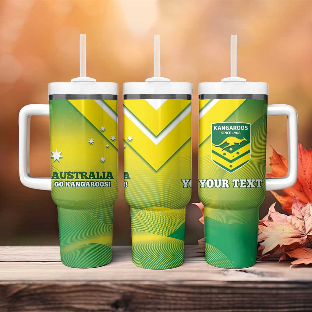 Australia Rugby 2024 Kangaroos - Gradient Sporty Style Custom Stanley Quencher 40oz Stainless Steel Tumbler With Handle