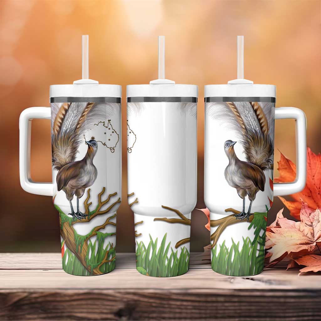 Australia Superb Lyrebird Aussie Map - Rainforest Vibes Custom Stanley Quencher 40oz Stainless Steel Tumbler With Handle