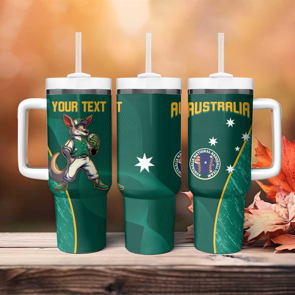 Baseball Australia Go Champions - Aussie Kangaroo Mascot Custom Stanley Quencher 40oz Stainless Steel Tumbler With Handle