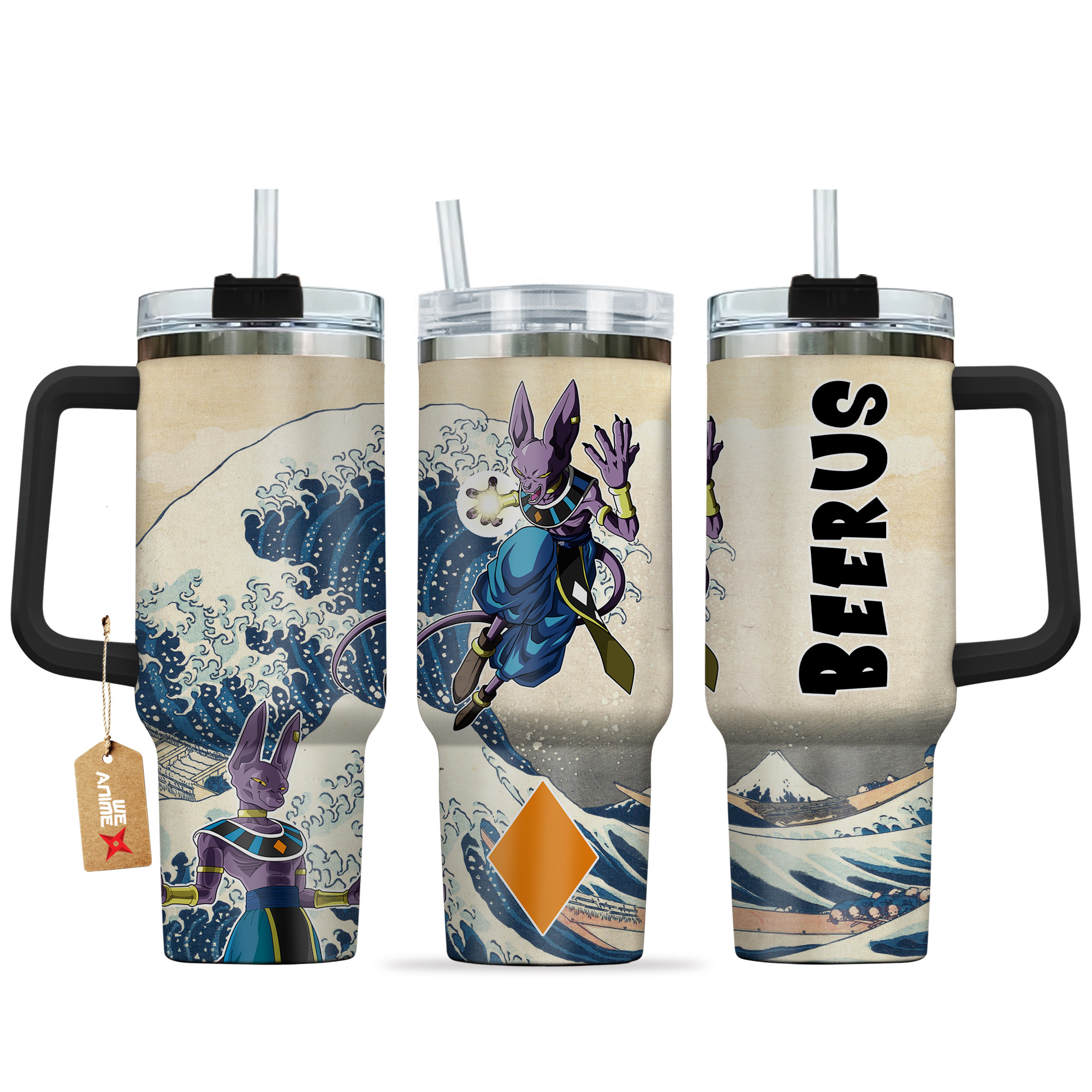 Beerus Pokemon Anime Custom Stanley Quencher 40oz Stainless Steel Tumbler With Handle