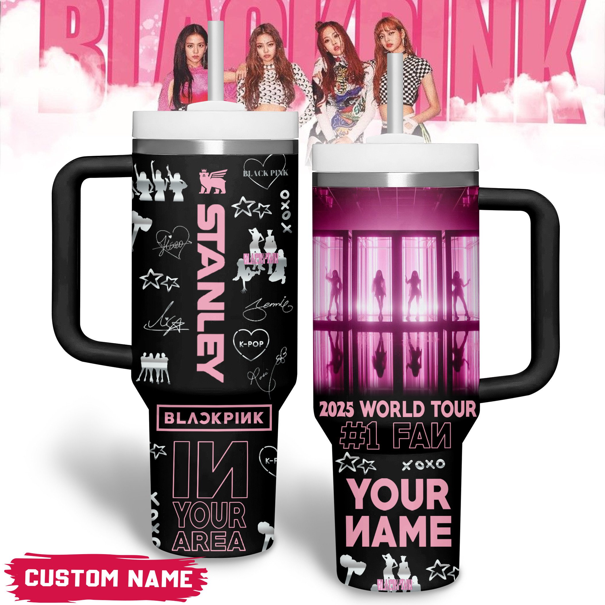 Blackpink Music Custom Stanley Quencher 40oz Stainless Steel Tumbler With Handle