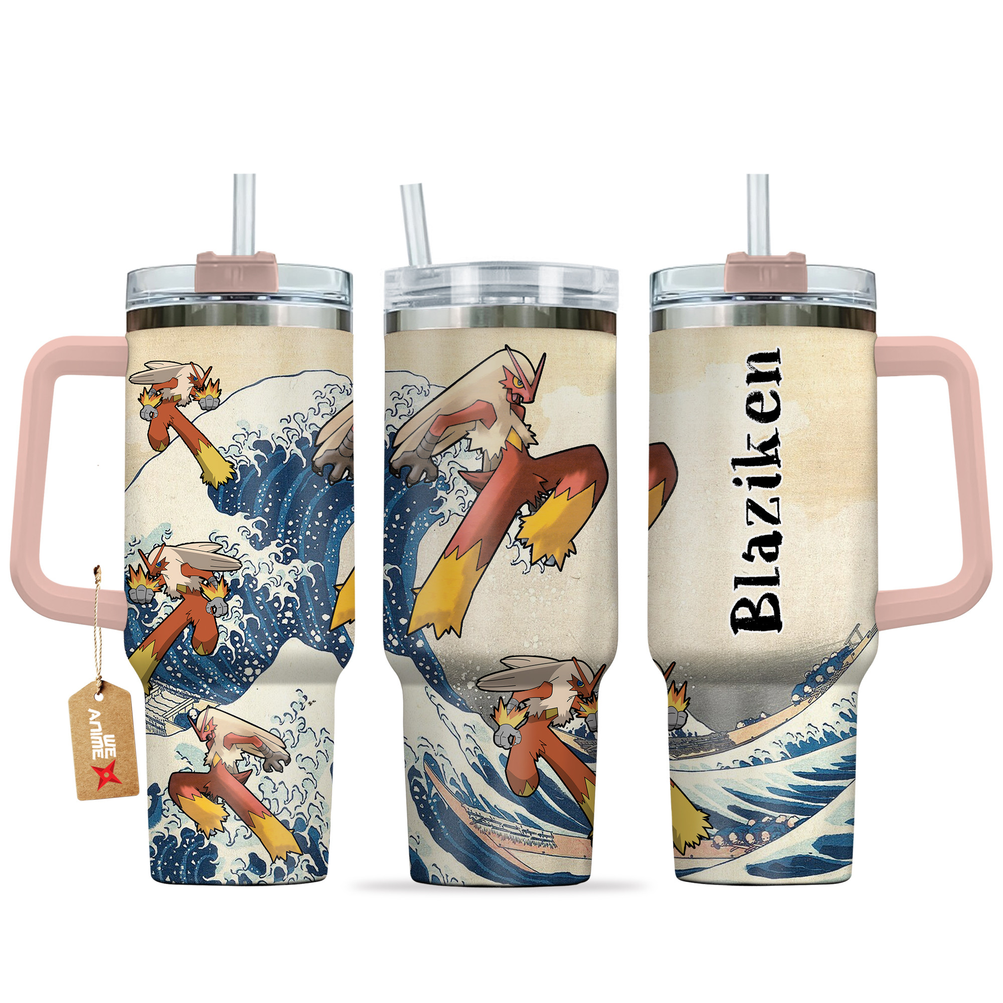 Blaziken Pokemon Anime Custom Stanley Quencher 40oz Stainless Steel Tumbler With Handle