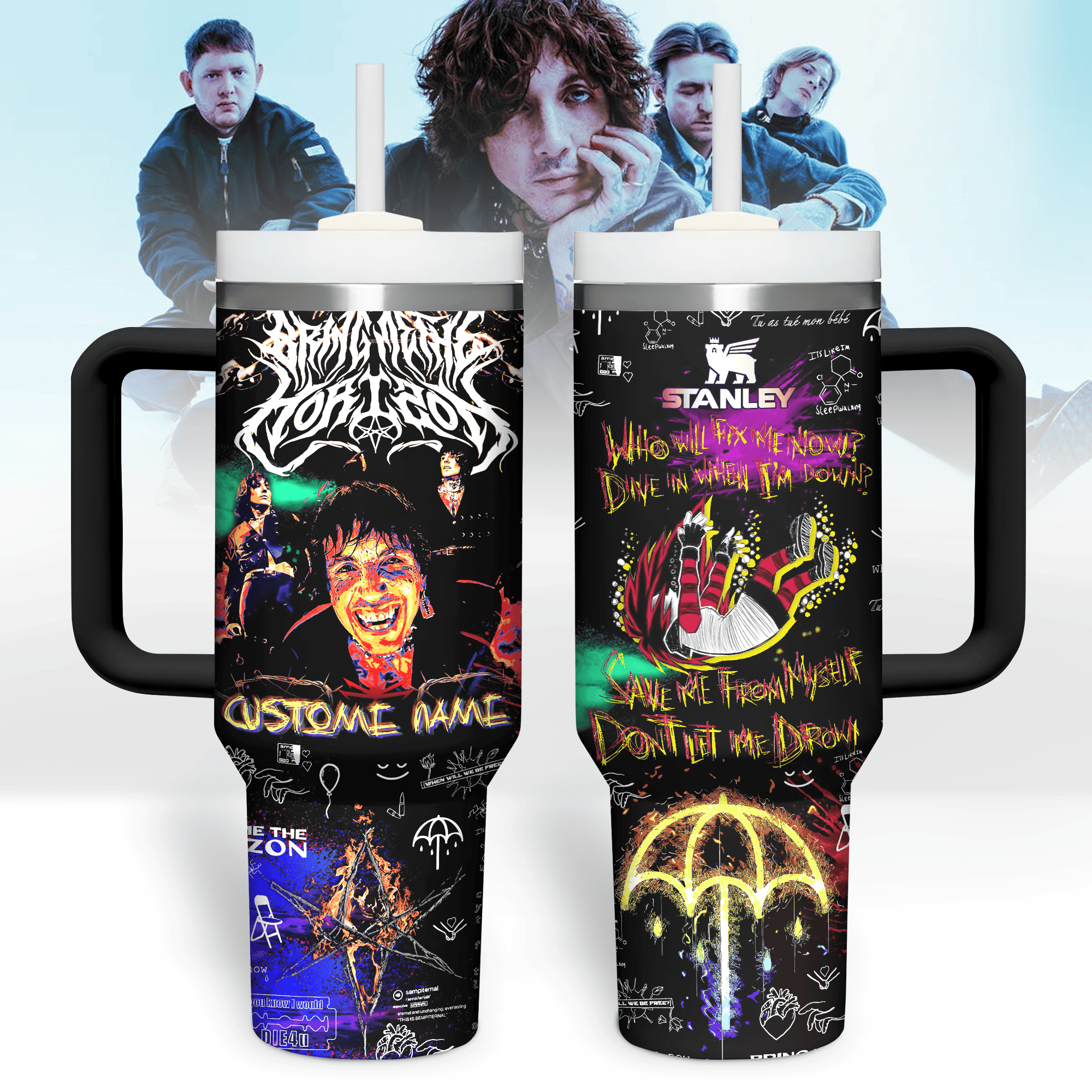 Bring Me The Horizon Music Custom Stanley Quencher 40oz Stainless Steel Tumbler With Handle