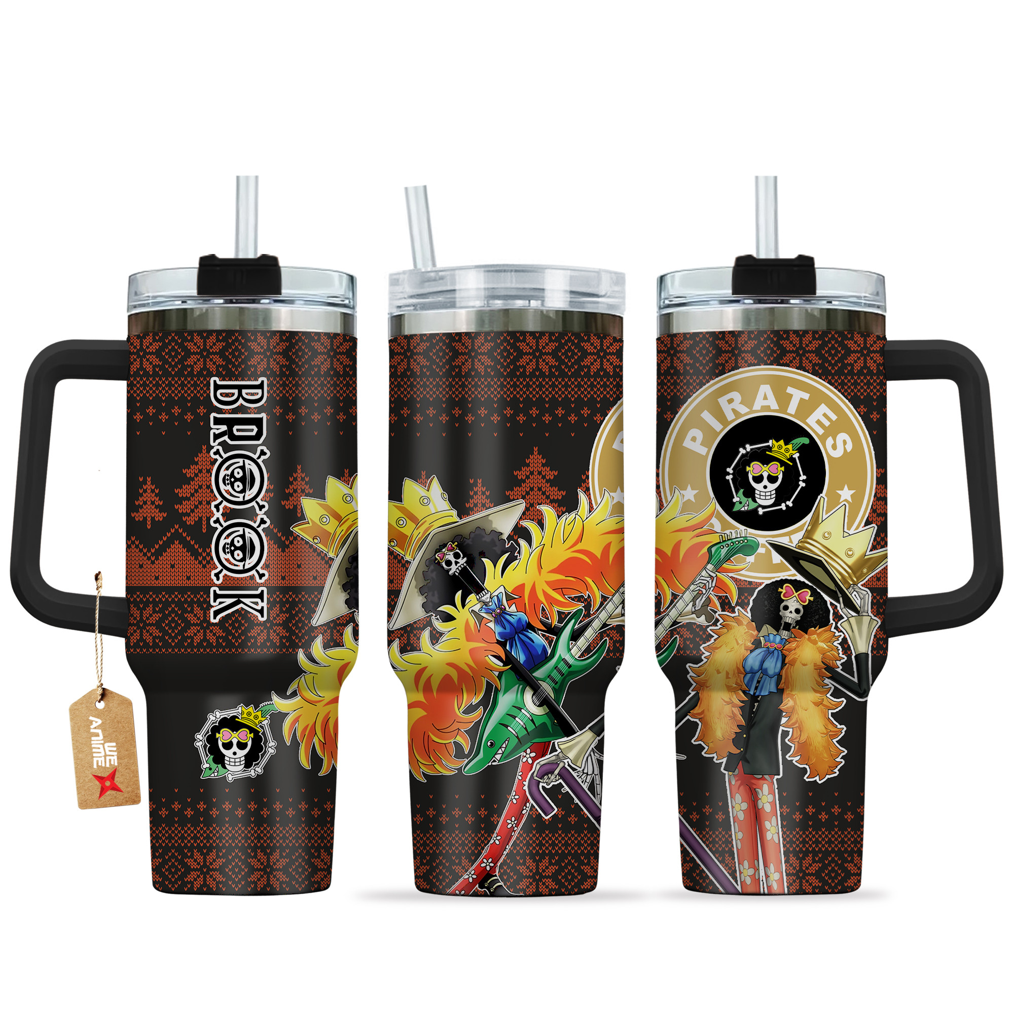 Brook One Piece Anime Custom Stanley Quencher 40oz Stainless Steel Tumbler With Handle