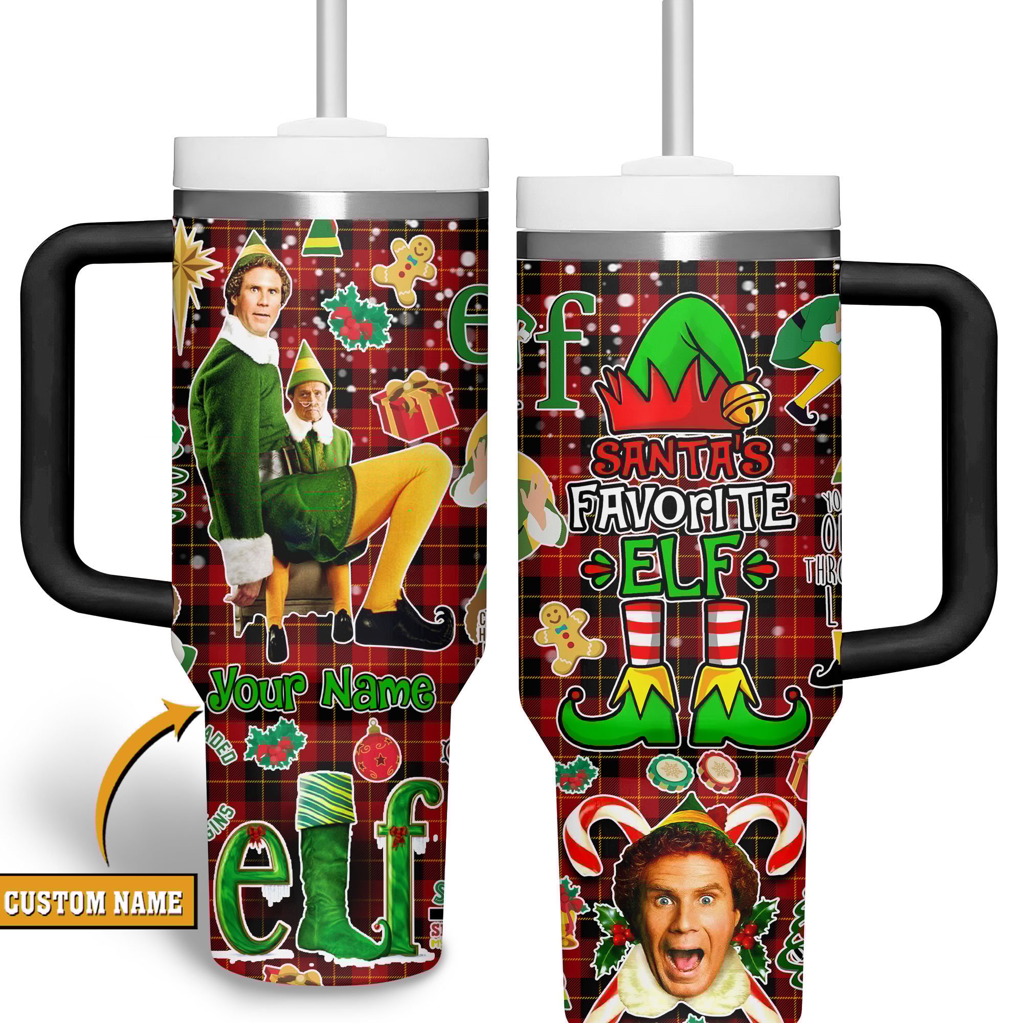 Buddy Elf Movies Custom Stanley Quencher 40oz Stainless Steel Tumbler With Handle