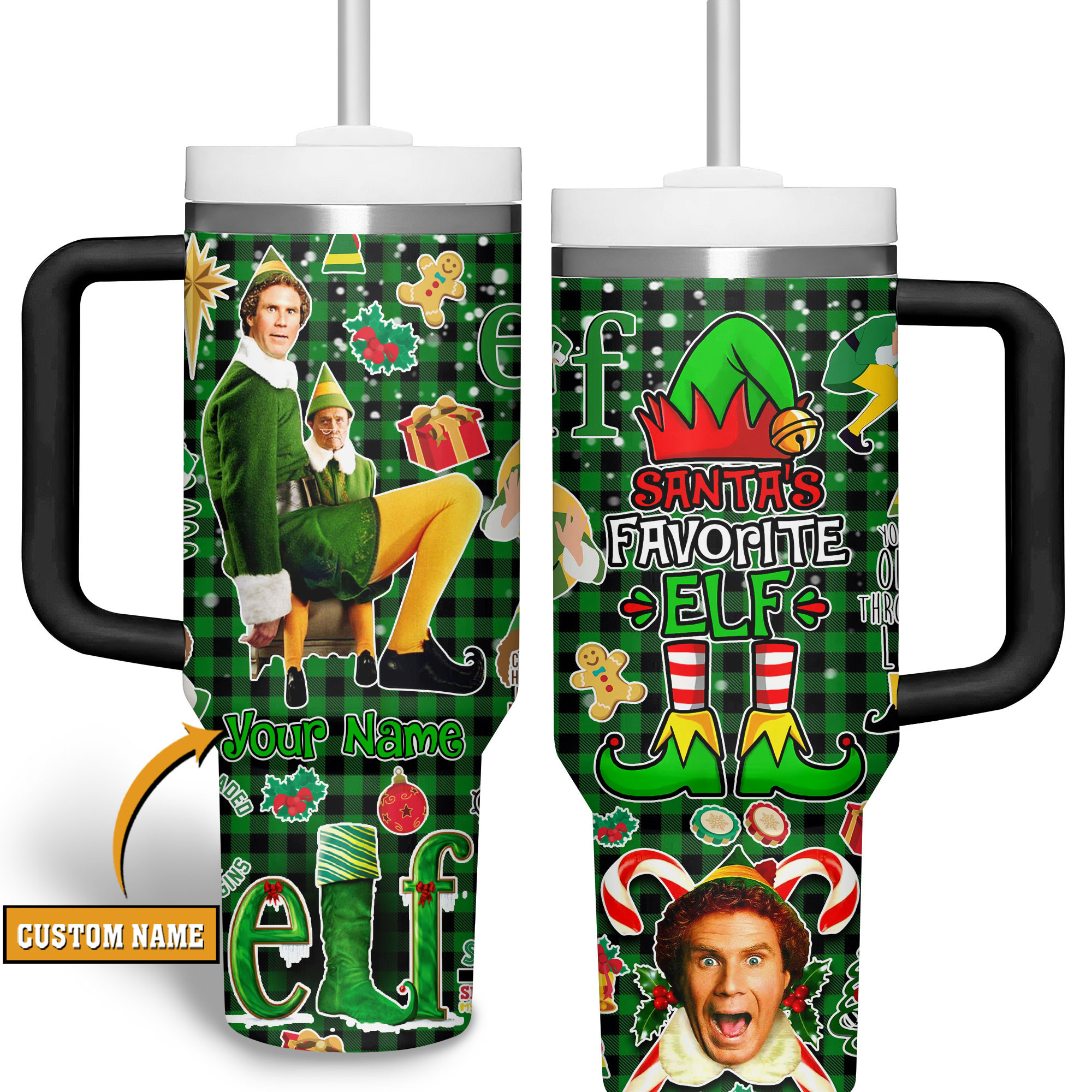 Buddy Elf Movies Custom Stanley Quencher 40oz Stainless Steel Tumbler With Handle