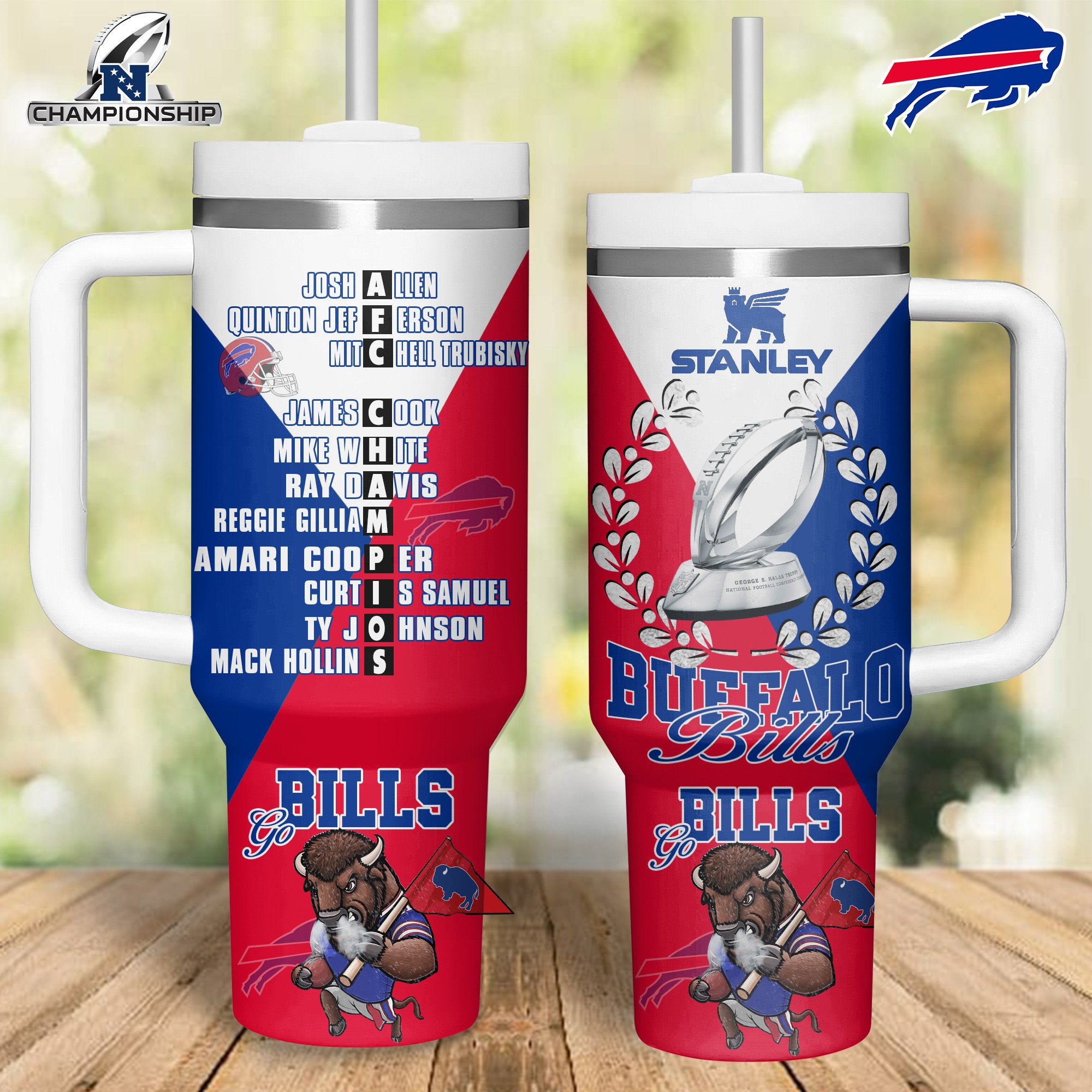 Buffalo Bills NFL Sports Custom Stanley Quencher 40oz Stainless Steel Tumbler With Handle