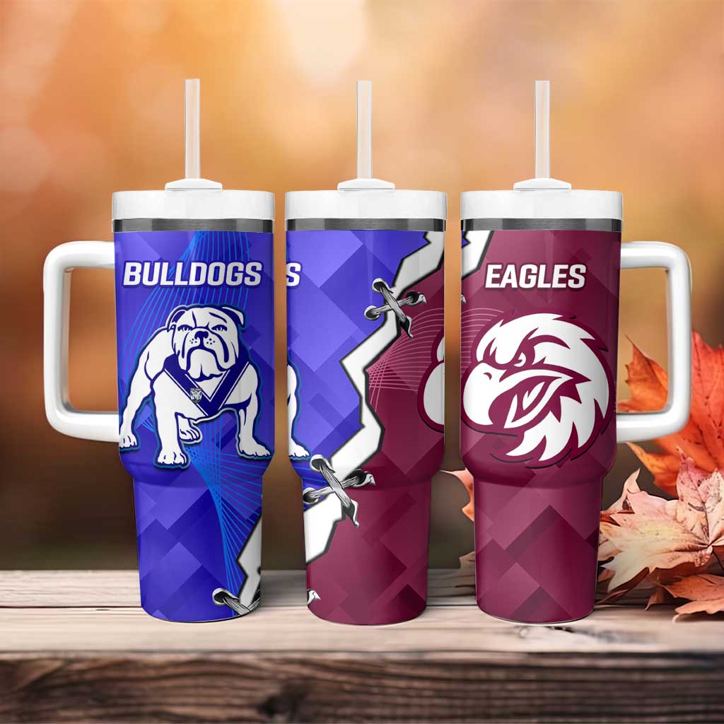 Bulldogs And Eagles Rugby Dynamic Style Custom Stanley Quencher 40oz Stainless Steel Tumbler With Handle