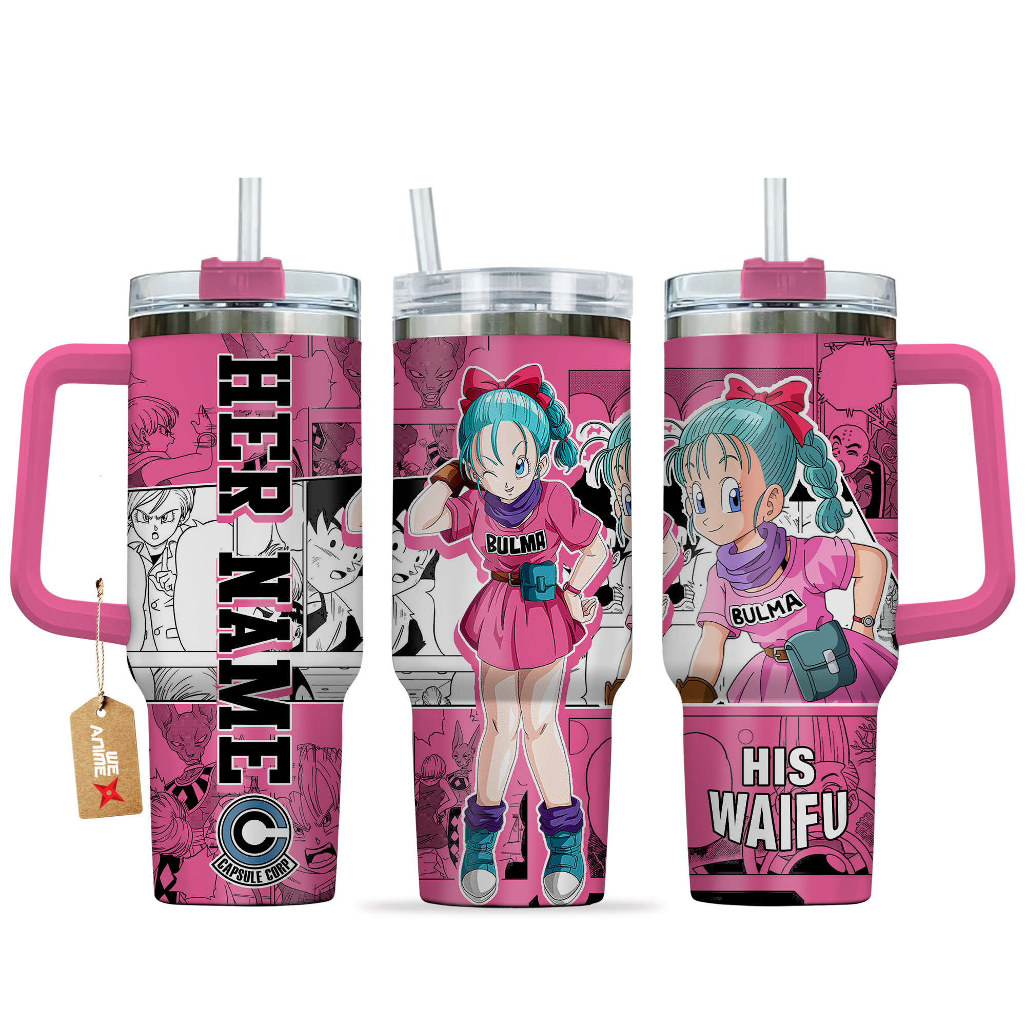 Bulma Dragon Ball Anime Custom Stanley Quencher 40oz Stainless Steel Tumbler With Handle