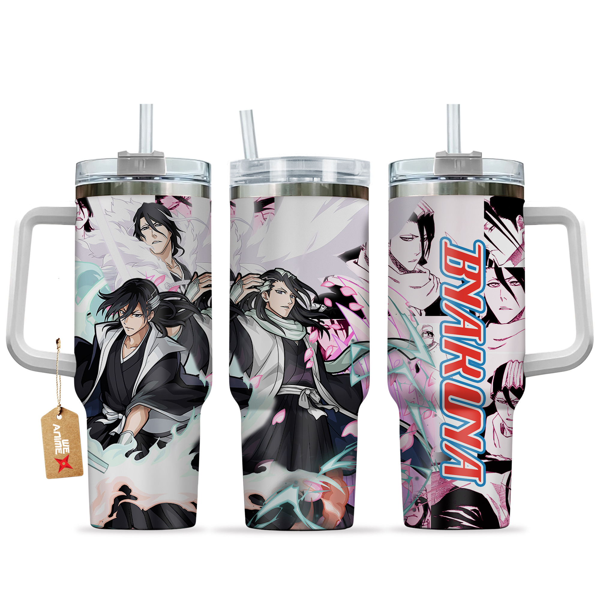 Byakuya Kuchiki Bleach Anime Custom Stanley Quencher 40oz Stainless Steel Tumbler With Handle