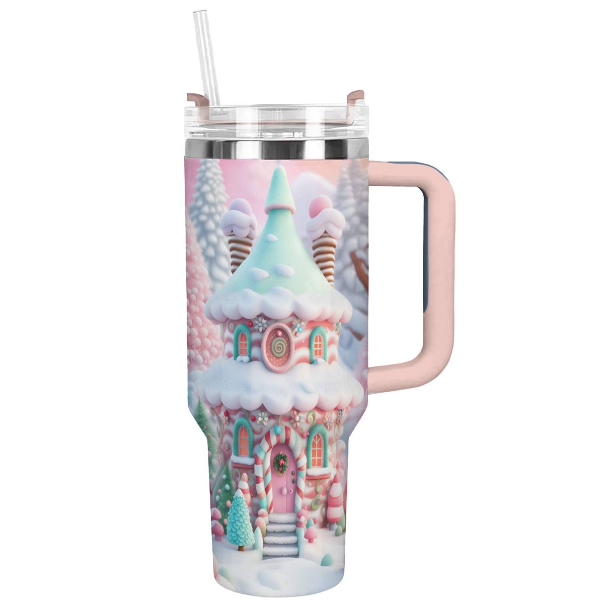 Candy Land Christmas Custom Stanley Quencher 40oz Stainless Steel Tumbler With Handle