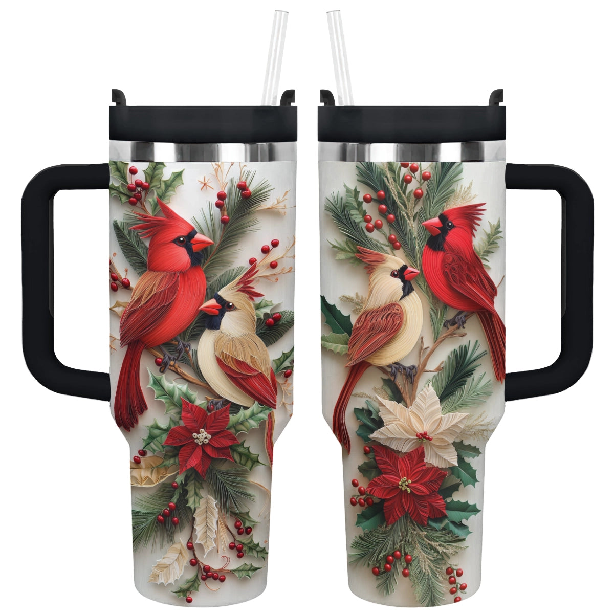 Cardinal Christmas Love Custom Stanley Quencher 40oz Stainless Steel Tumbler With Handle