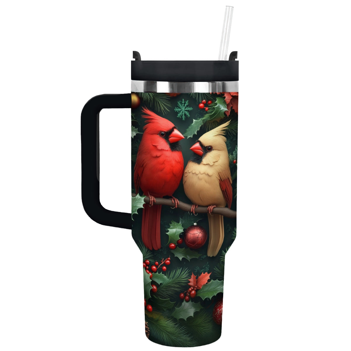 Cardinal Love Custom Stanley Quencher 40oz Stainless Steel Tumbler With Handle