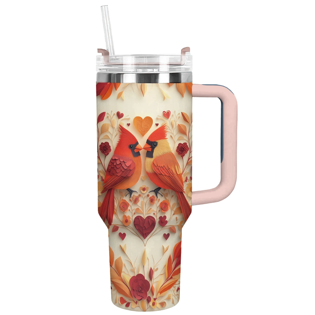 Cardinal Love Custom Stanley Quencher 40oz Stainless Steel Tumbler With Handle