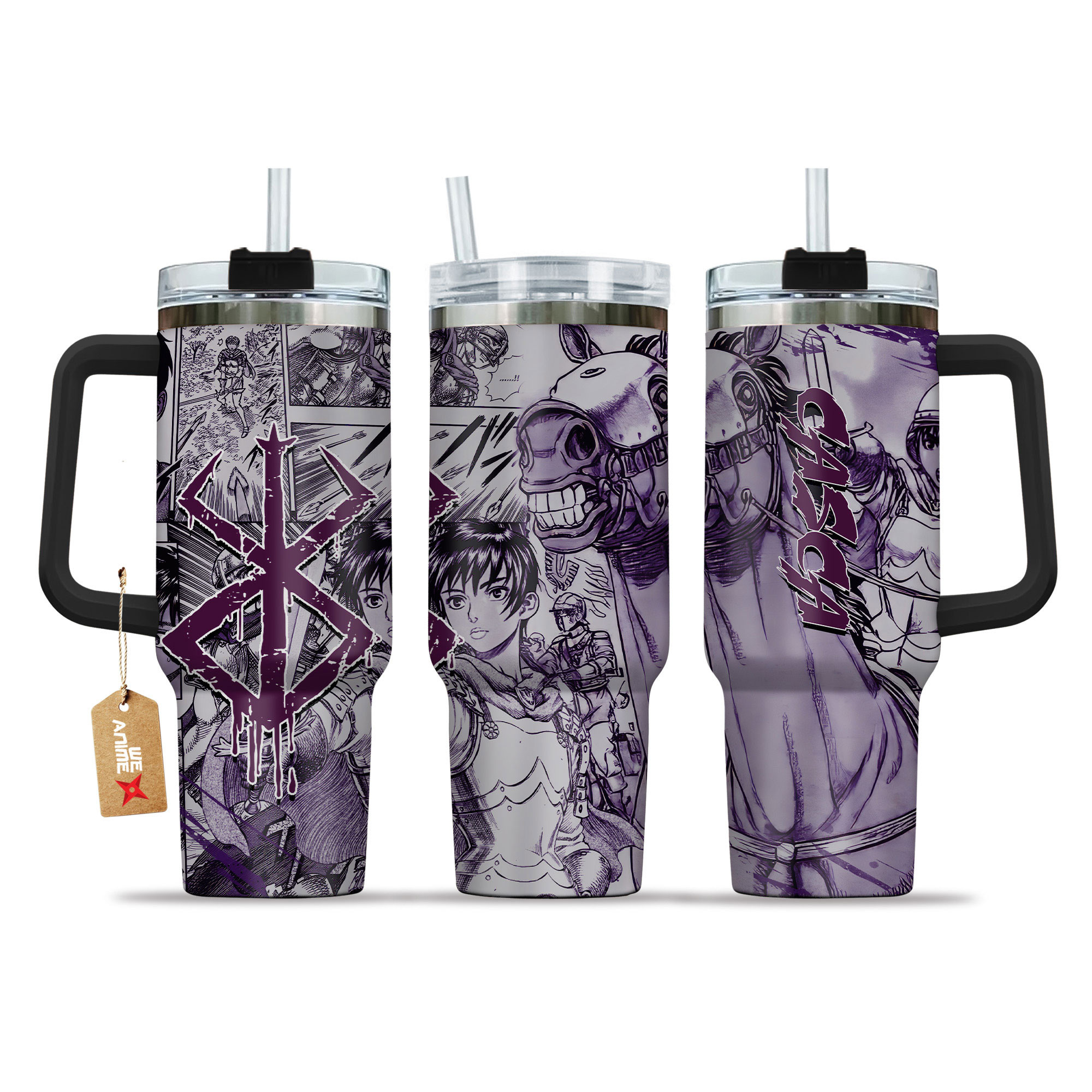 Casca Berserk Anime Custom Stanley Quencher 40oz Stainless Steel Tumbler With Handle