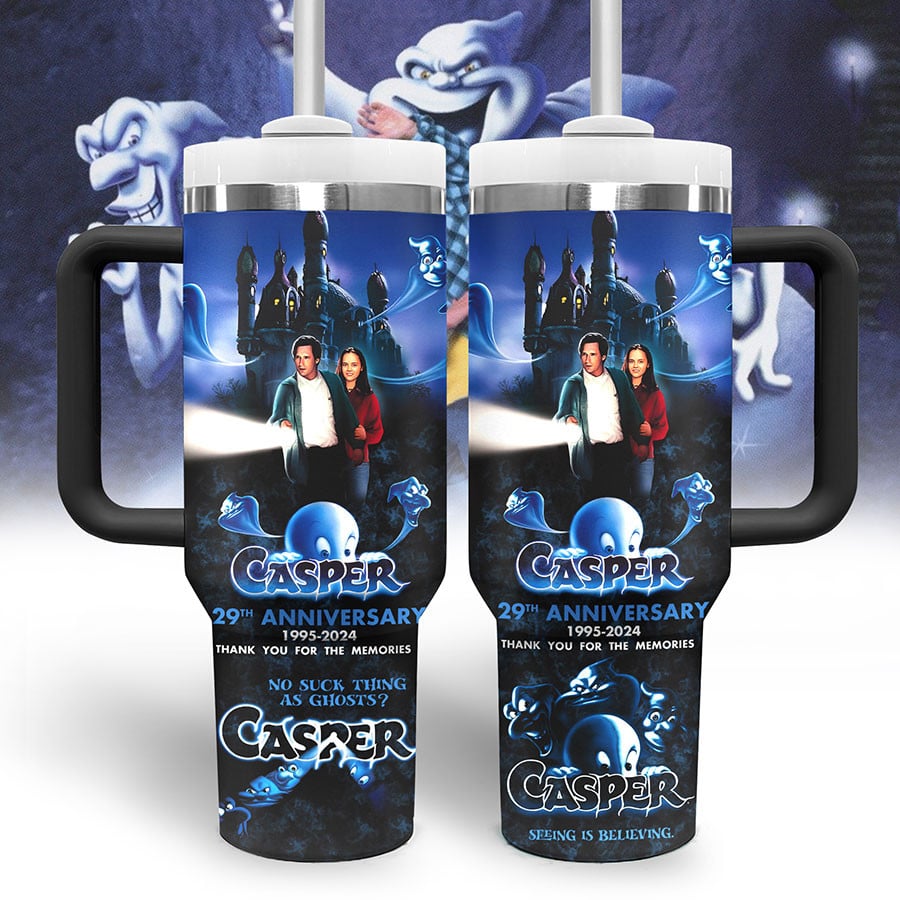Casper Cartoon Custom Stanley Quencher 40oz Stainless Steel Tumbler With Handle