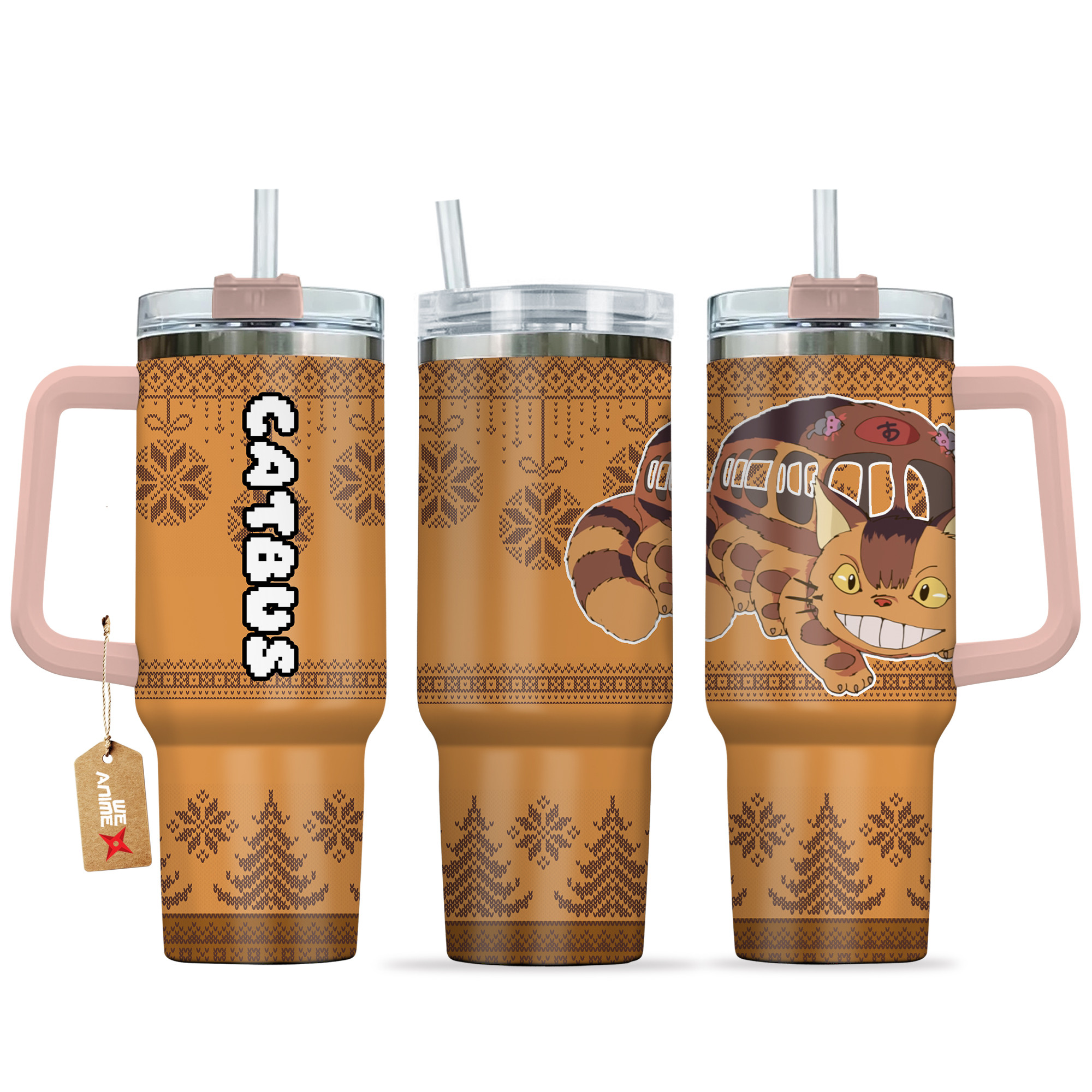 Catbus My Neighbor Totoro Anime Custom Stanley Quencher 40oz Stainless Steel Tumbler With Handle