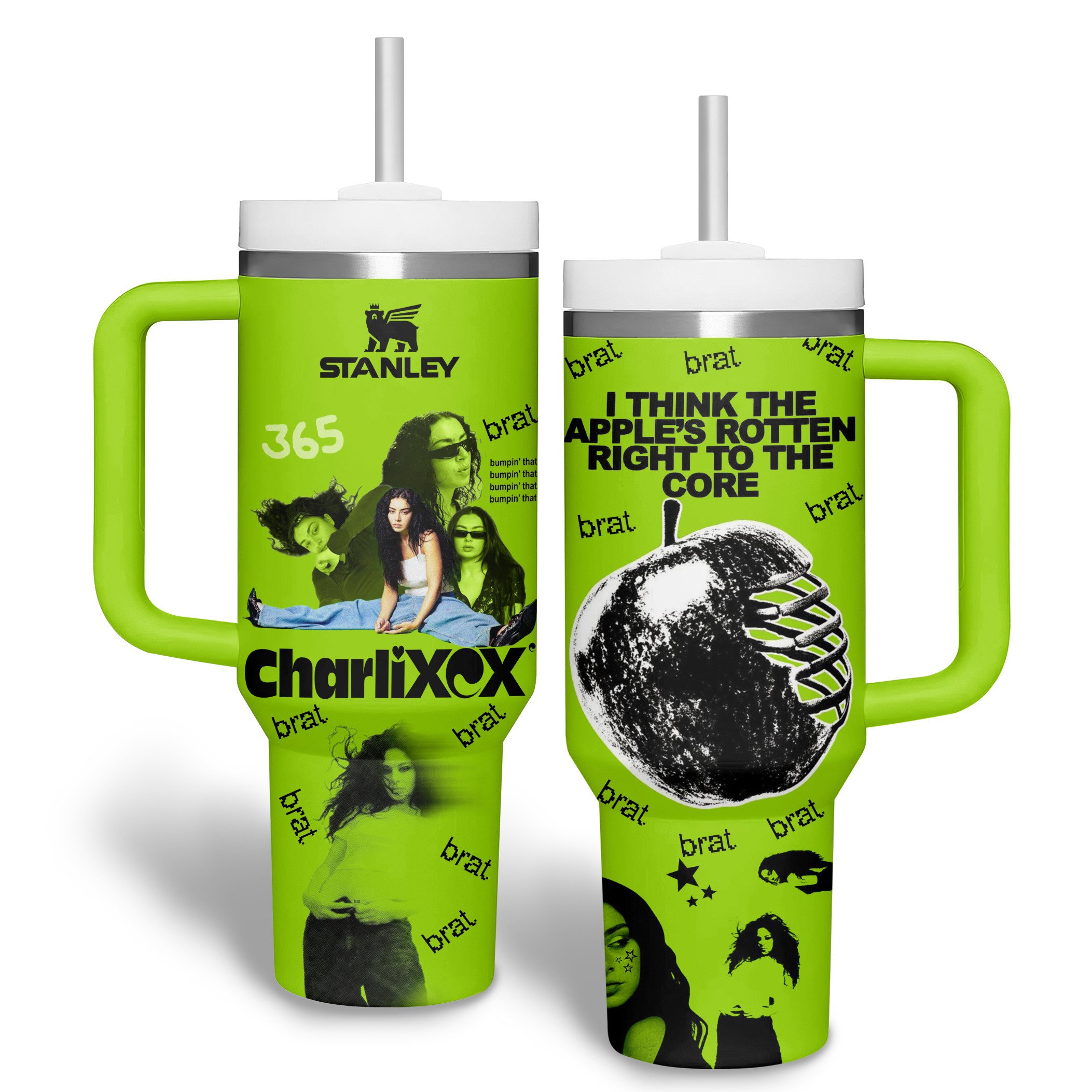 Charli XCX Music Custom Stanley Quencher 40oz Stainless Steel Tumbler With Handle