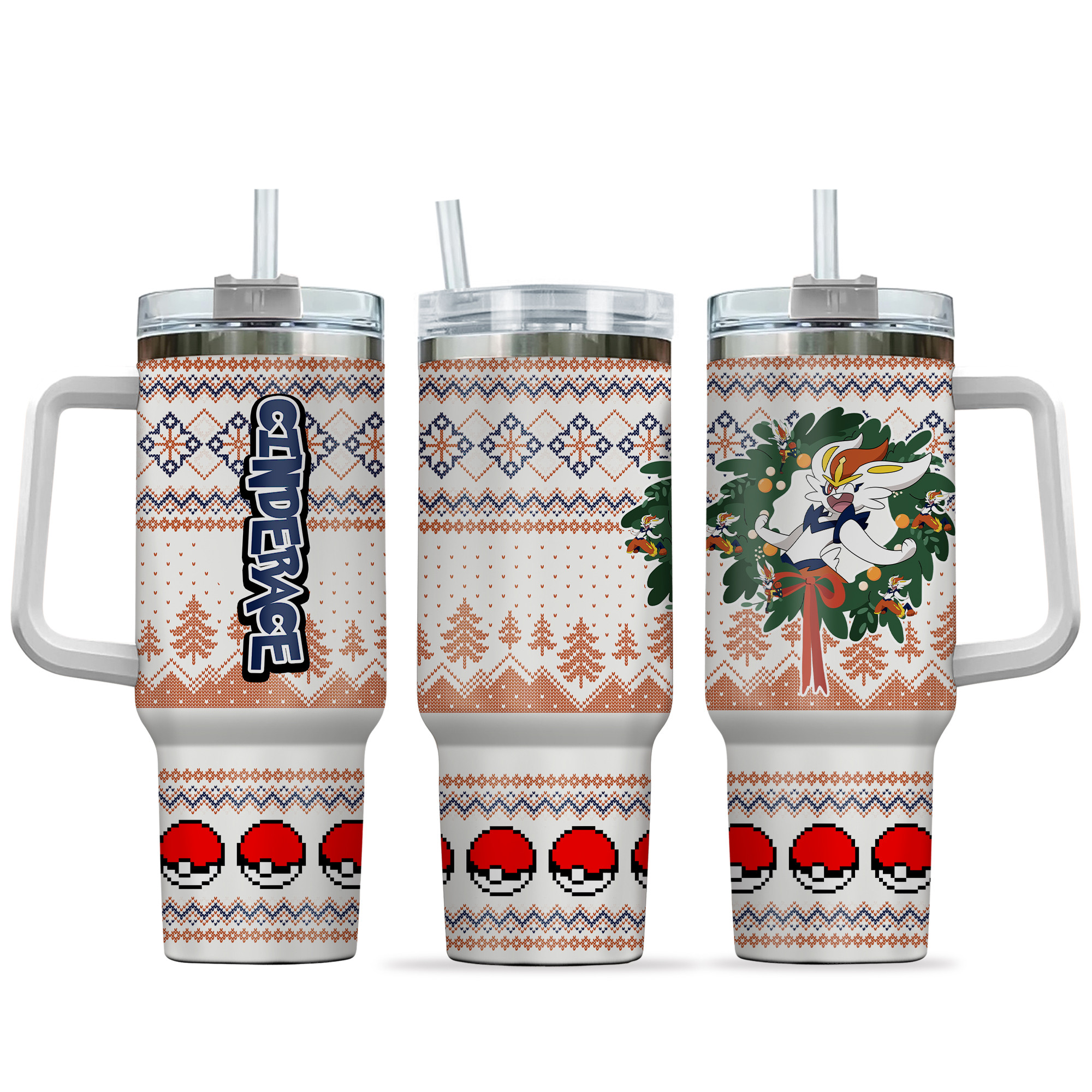 Cinderace Pokemon Anime Custom Stanley Quencher 40oz Stainless Steel Tumbler With Handle