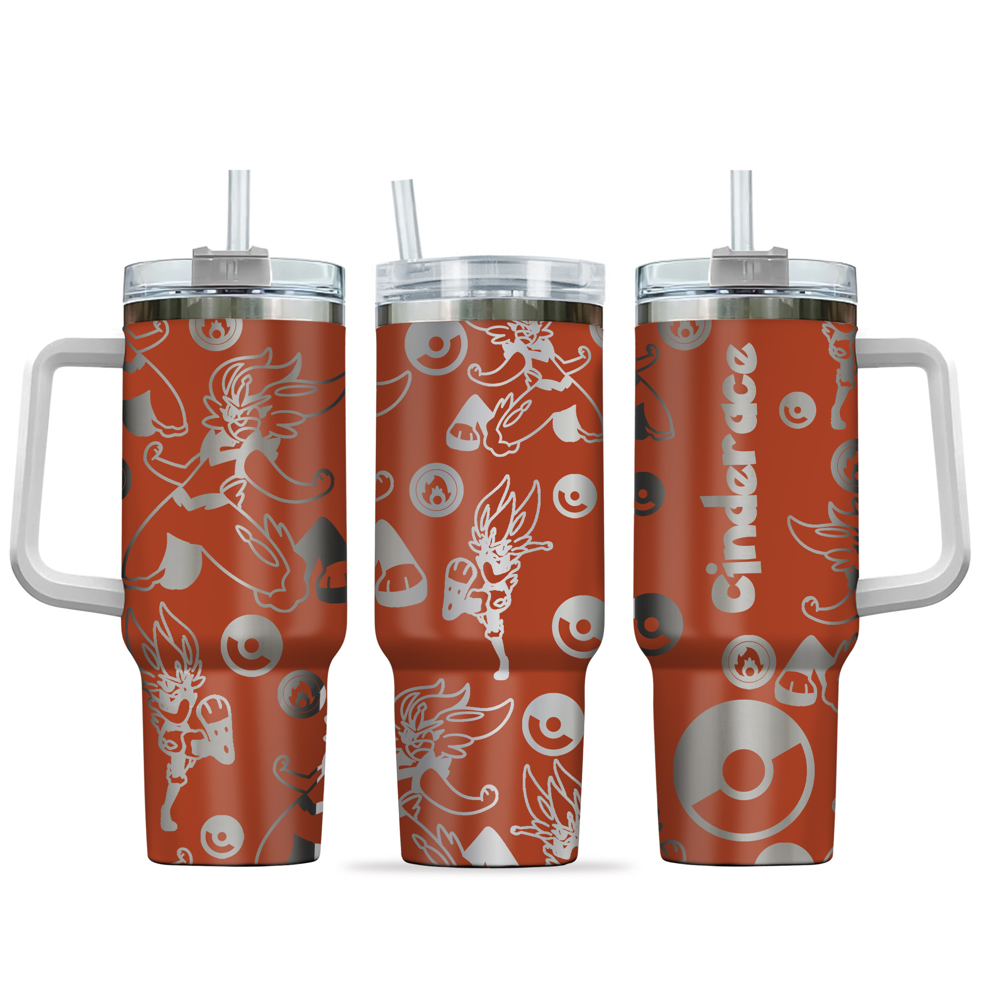 Cinderace Pokemon Anime Custom Stanley Quencher 40oz Stainless Steel Tumbler With Handle