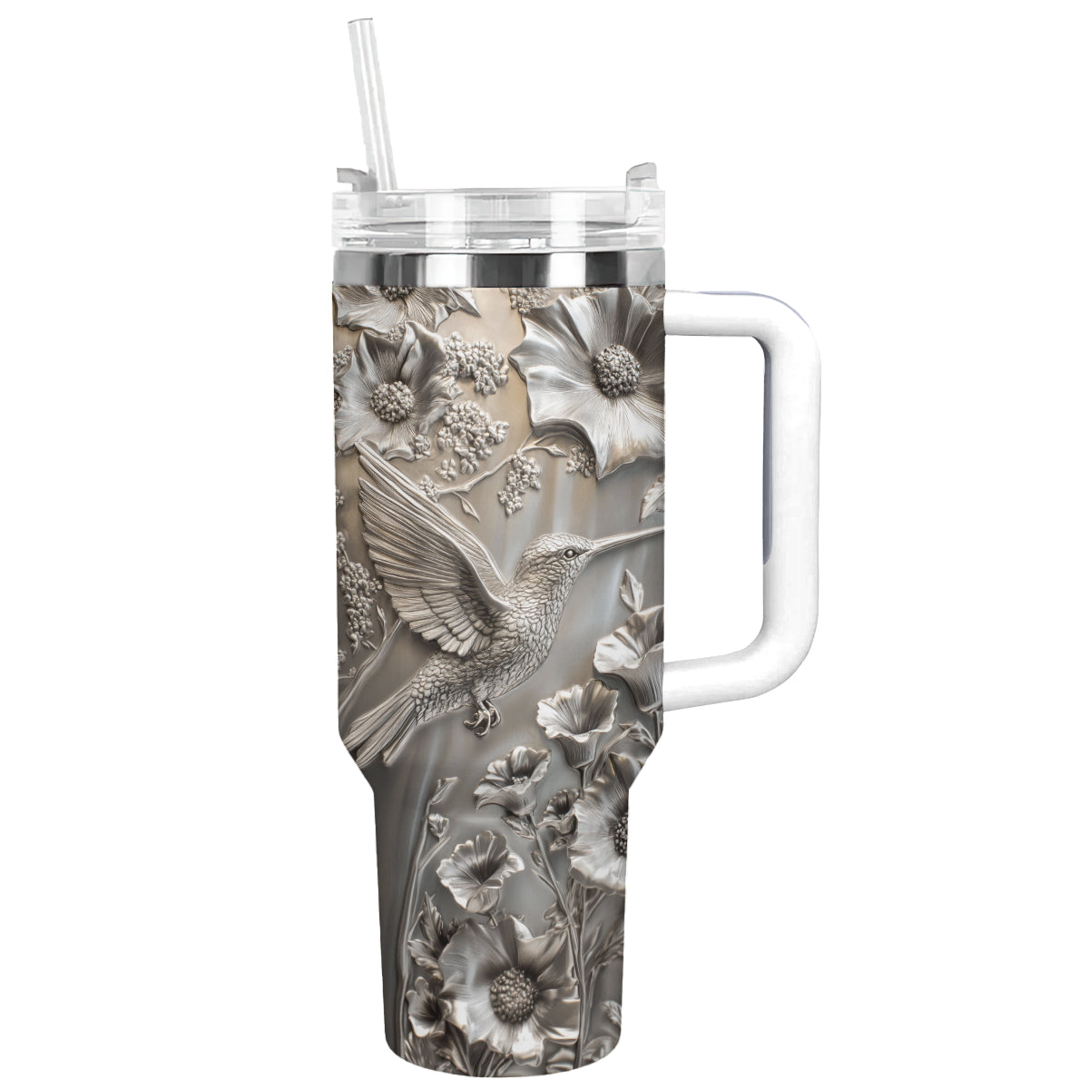 Colibri Floral Hummingbird Custom Stanley Quencher 40oz Stainless Steel Tumbler With Handle