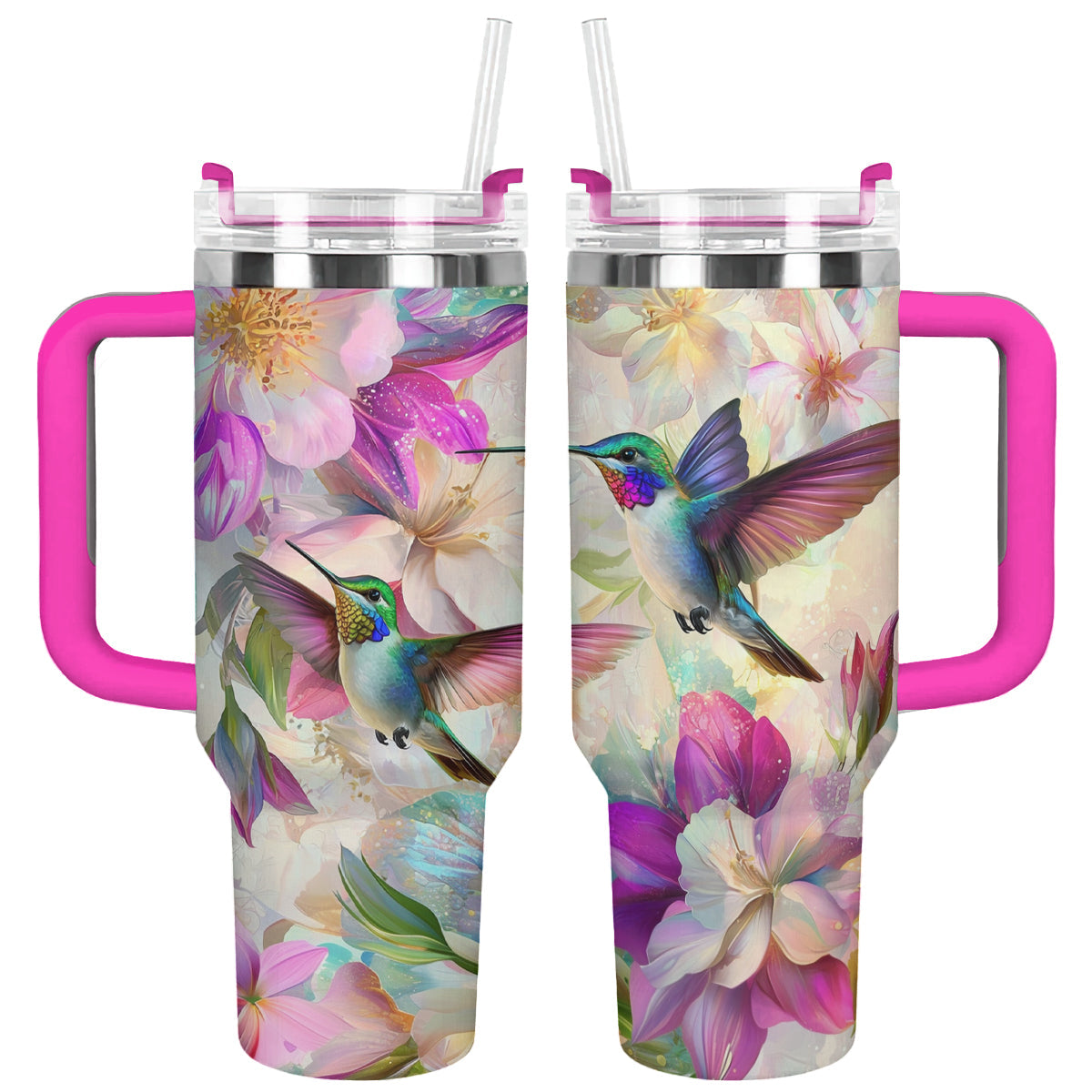 Colibri Floral Hummingbird Custom Stanley Quencher 40oz Stainless Steel Tumbler With Handle
