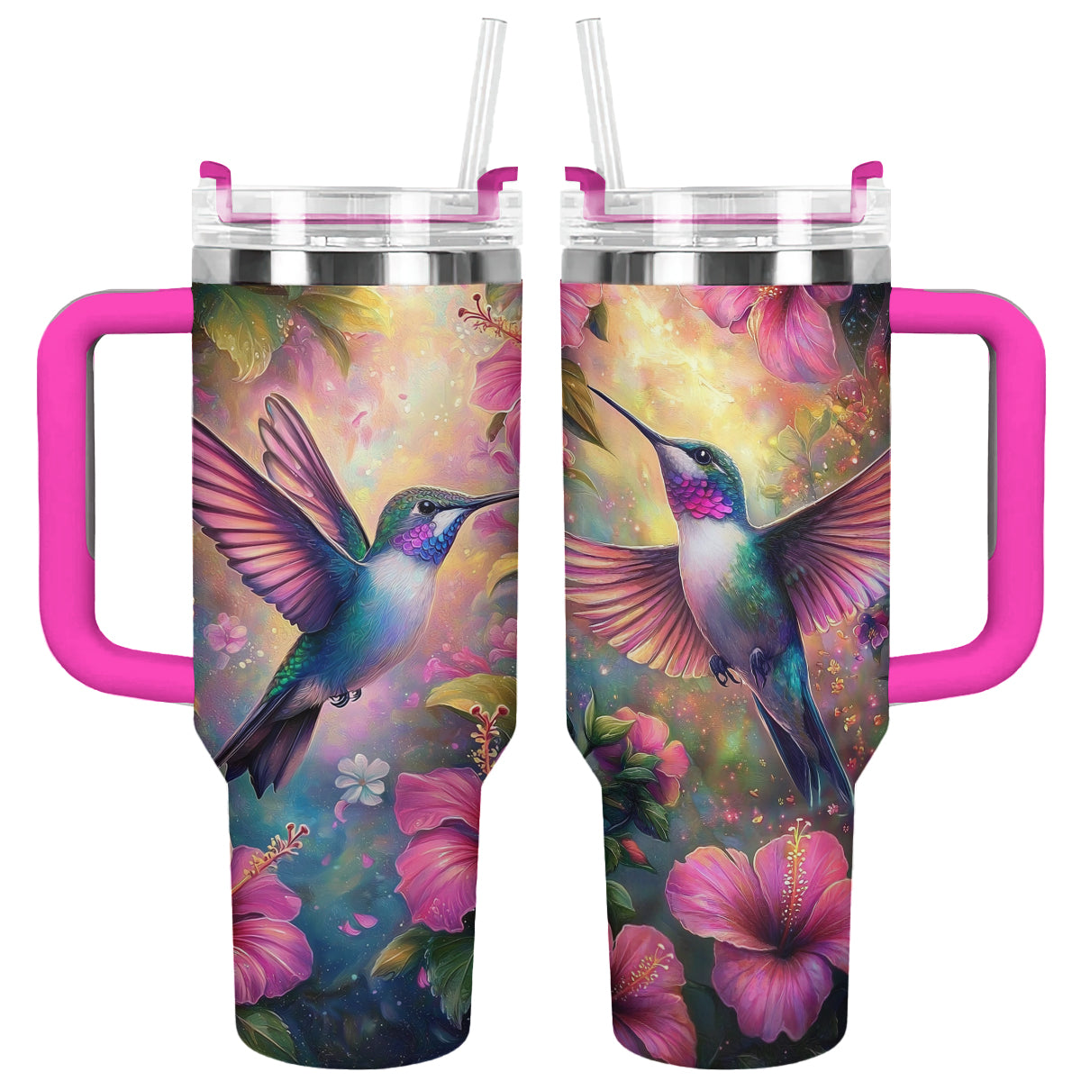 Colibri Floral Hummingbird Custom Stanley Quencher 40oz Stainless Steel Tumbler With Handle