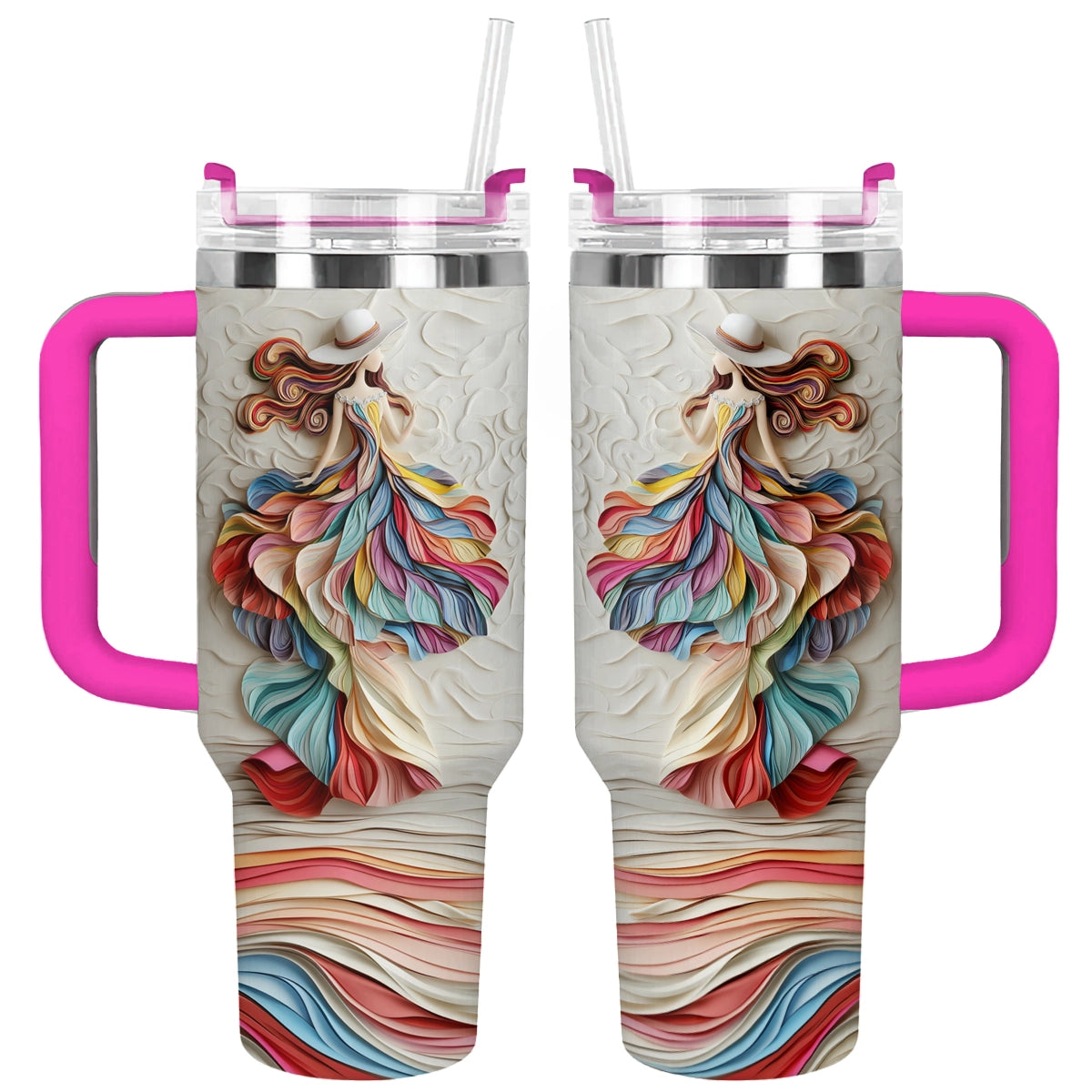Colorful and dreamy Girl Custom Stanley Quencher 40oz Stainless Steel Tumbler With Handle