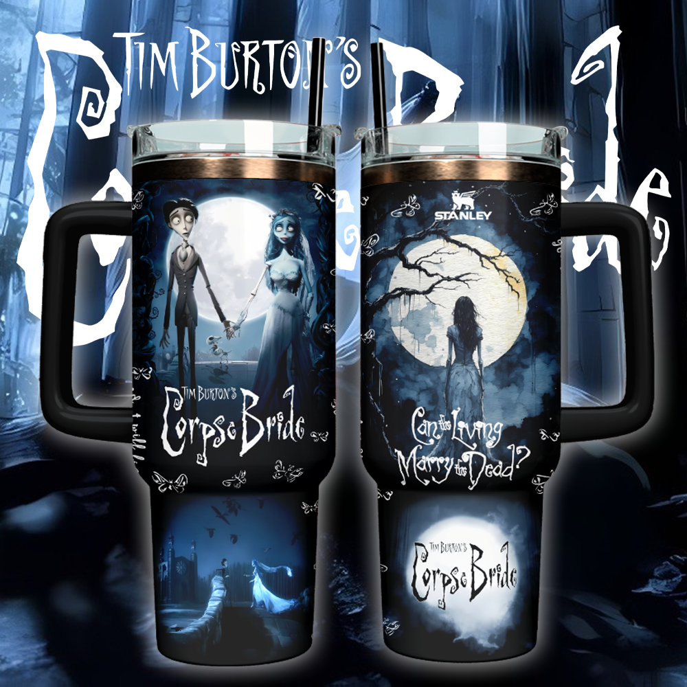 Corpse Bride x Halloween Custom Stanley Quencher 40oz Stainless Steel Tumbler With Handle