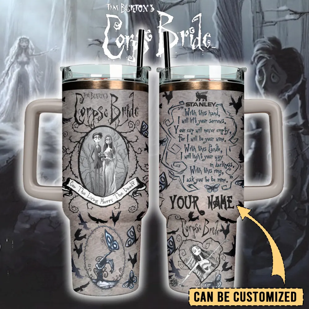 Corpse Bride x Halloween Custom Stanley Quencher 40oz Stainless Steel Tumbler With Handle