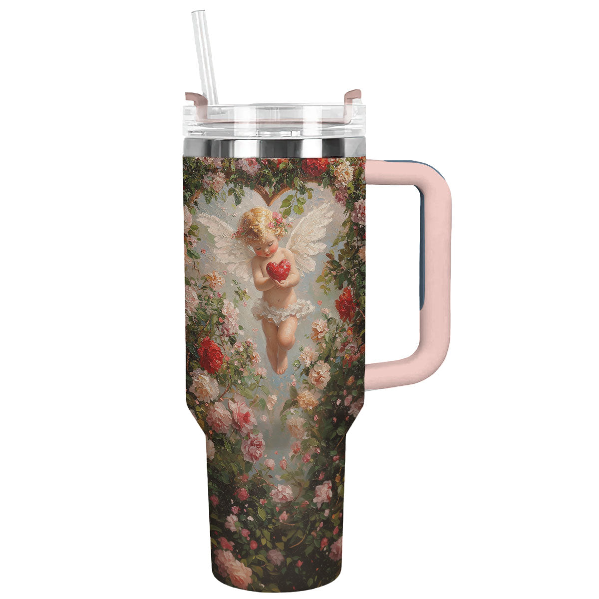 Cupid's Garden Love Custom Stanley Quencher 40oz Stainless Steel Tumbler With Handle