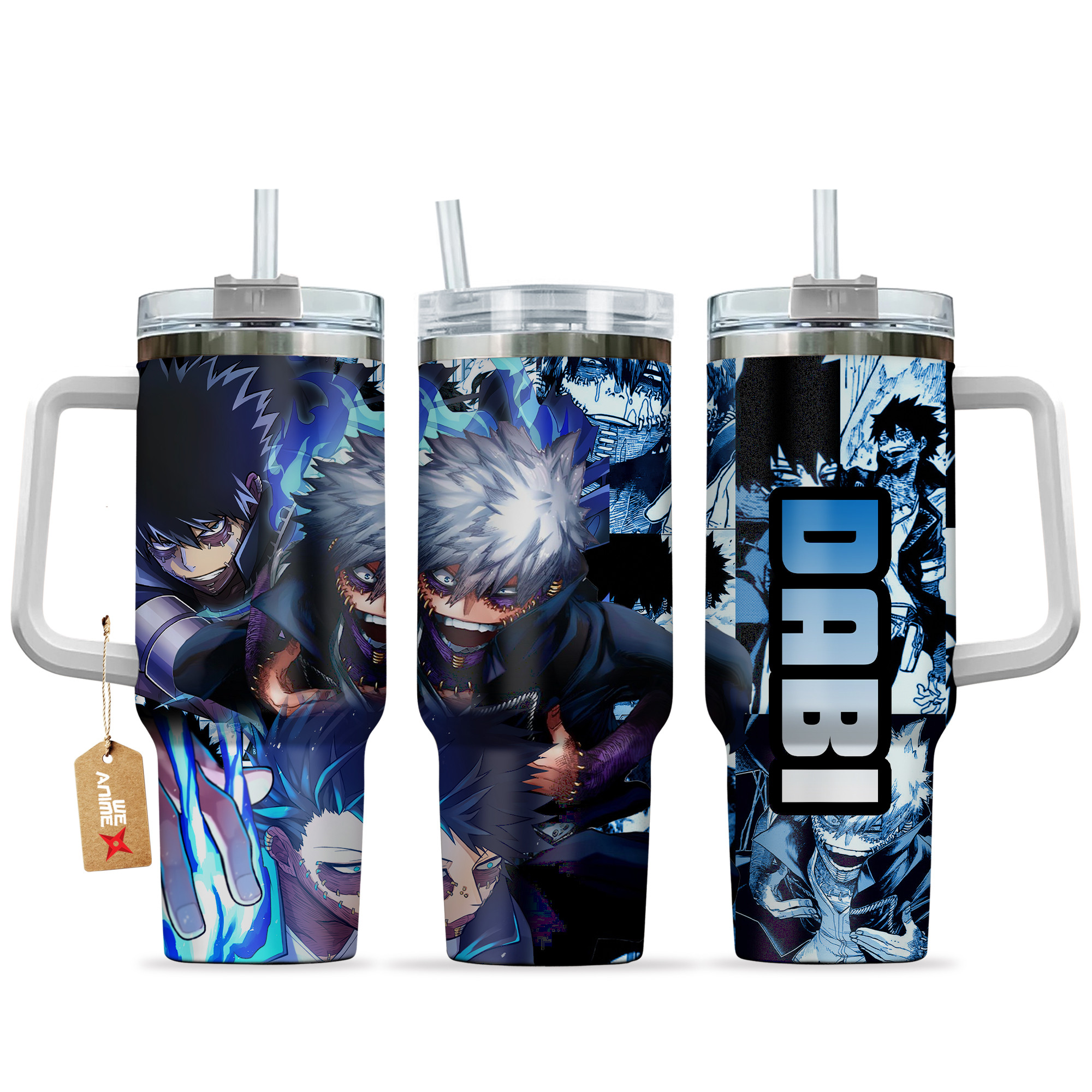 Dabi (Blueflame) My Hero Academia Anime Custom Stanley Quencher 40oz Stainless Steel Tumbler With Handle