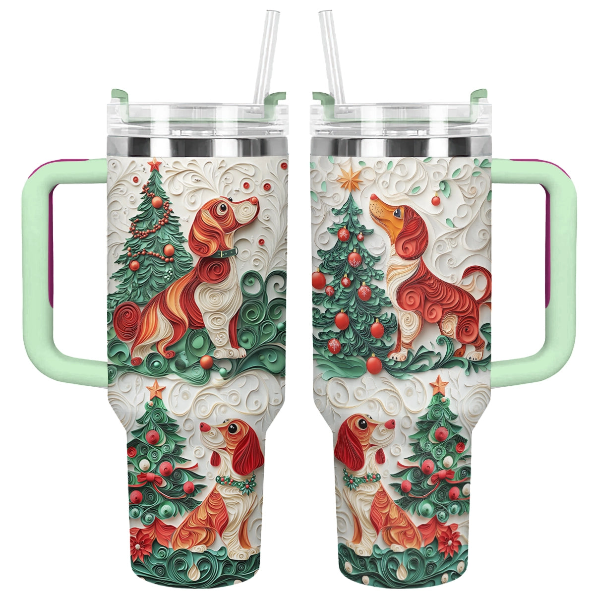 Dachshund Dog Custom Stanley Quencher 40oz Stainless Steel Tumbler With Handle