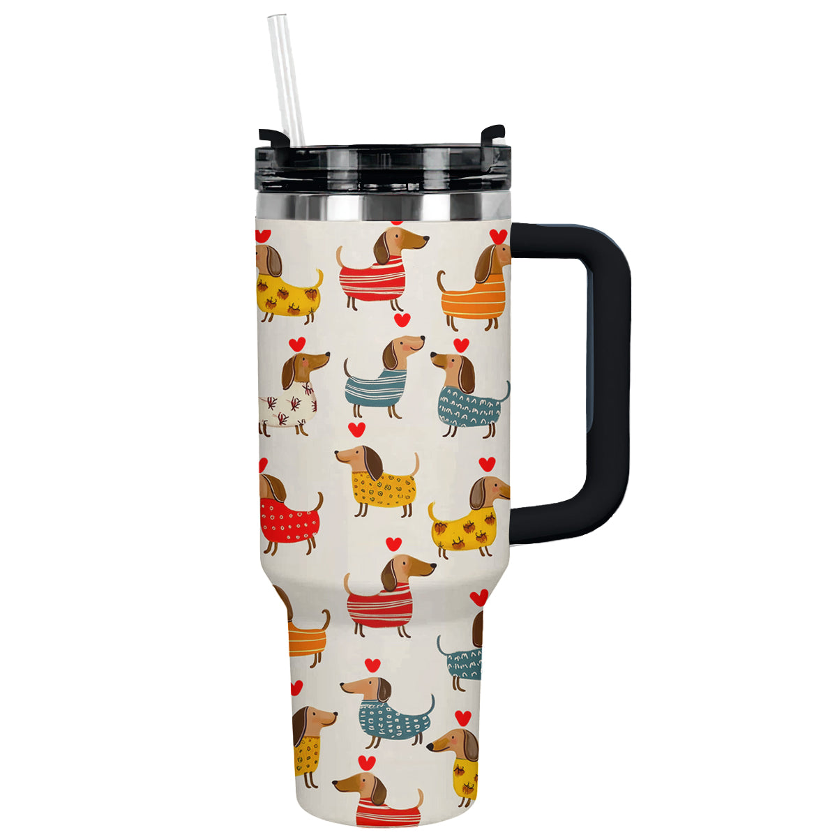 Dachshund Dog Custom Stanley Quencher 40oz Stainless Steel Tumbler With Handle