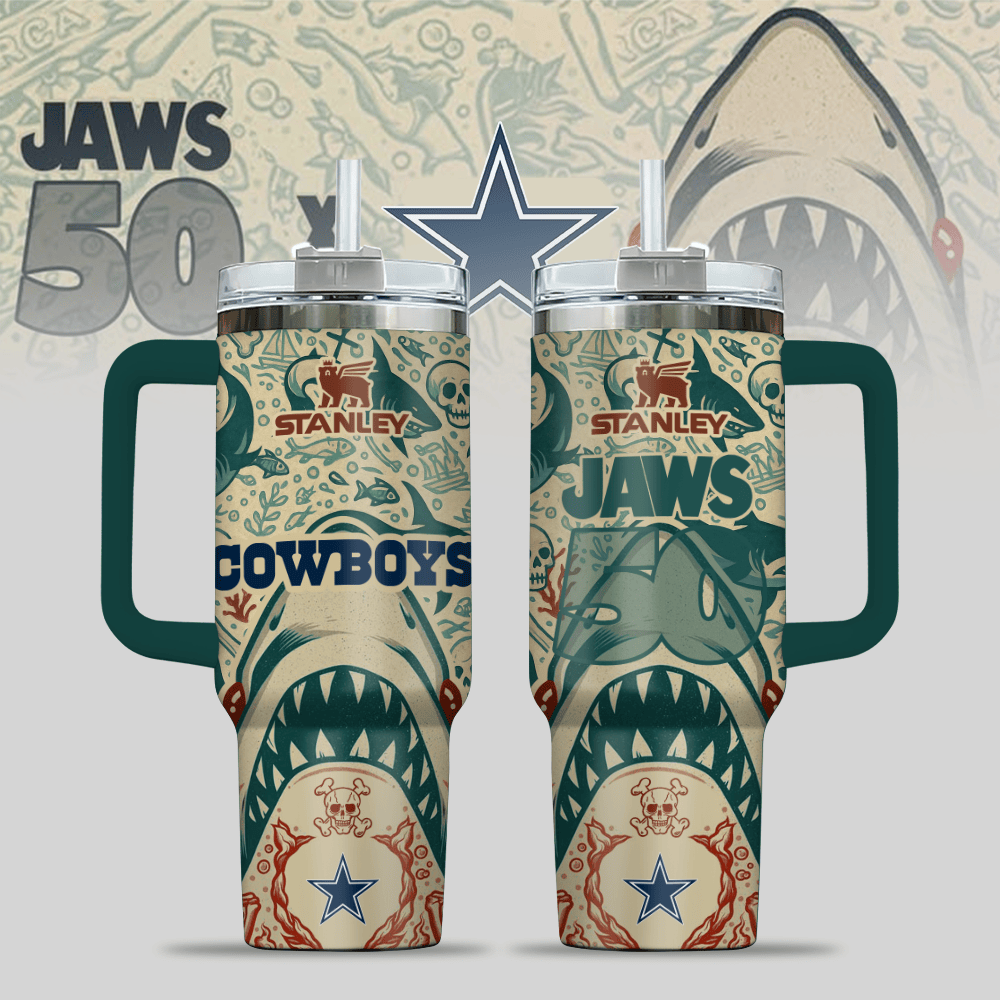 Dallas Cowboys NFL x JAWS Custom Stanley Quencher 40oz Stainless Steel Tumbler With Handle