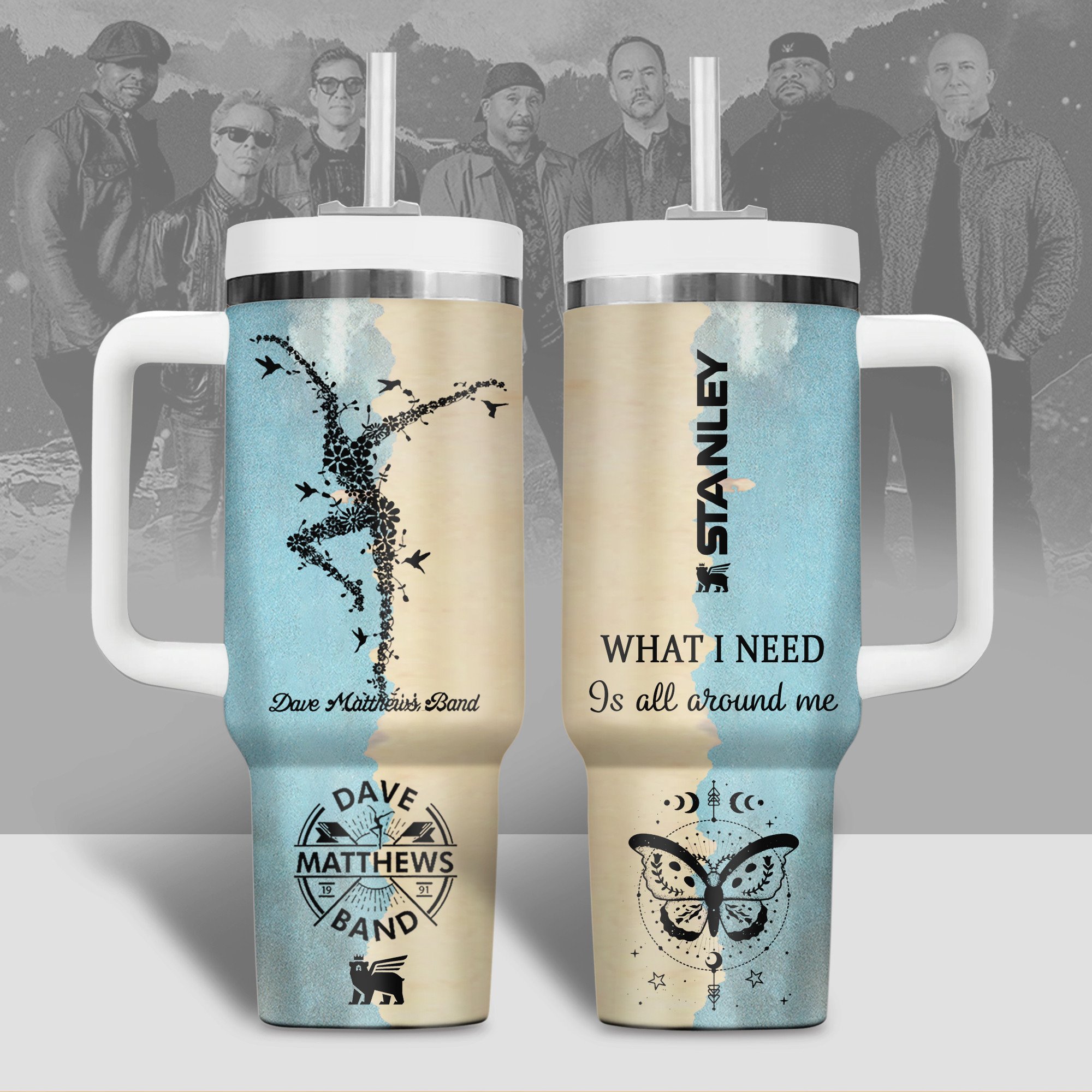 Dave Matthews Music Custom Stanley Quencher 40oz Stainless Steel Tumbler With Handle