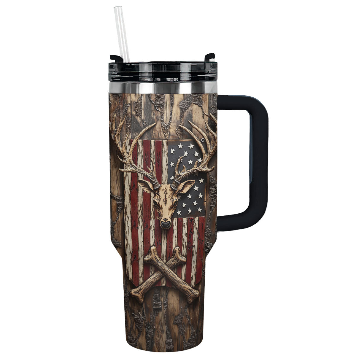 Deer Hunting Custom Stanley Quencher 40oz Stainless Steel Tumbler With Handle