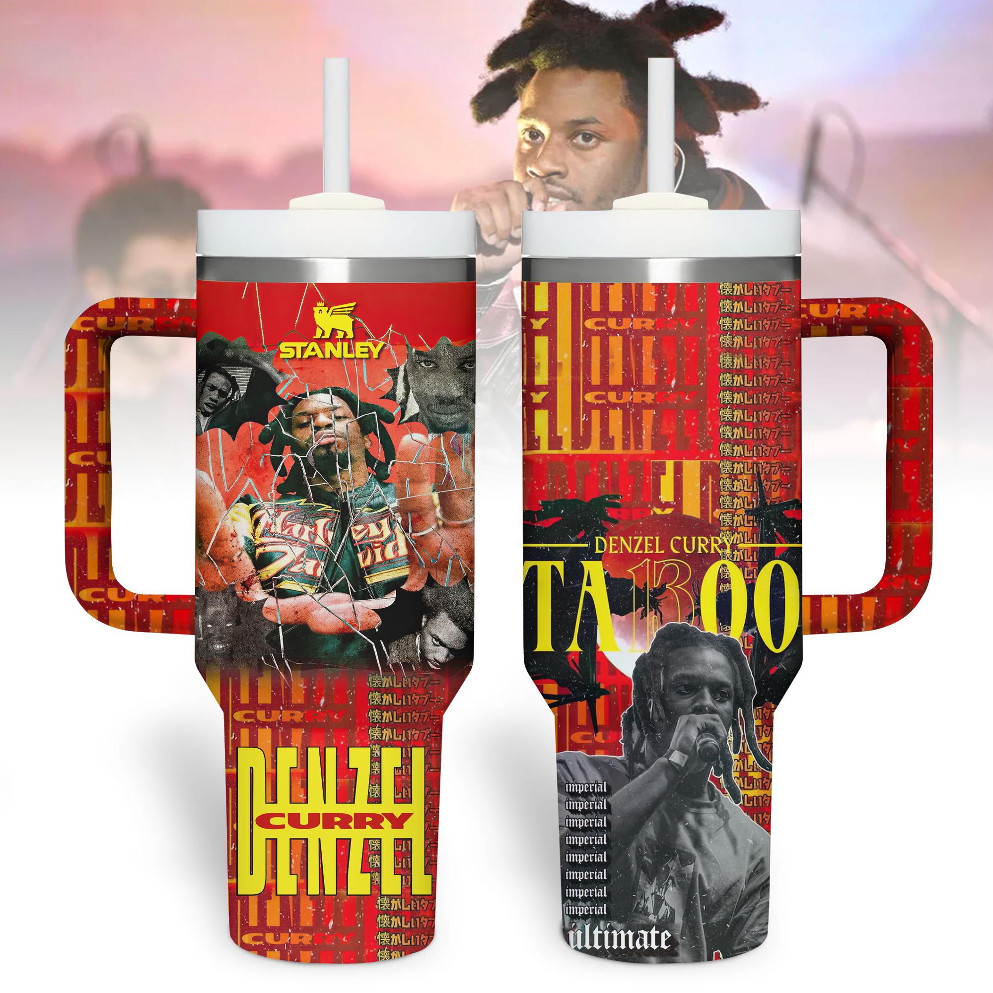 Denzel Curry Music Custom Stanley Quencher 40oz Stainless Steel Tumbler With Handle