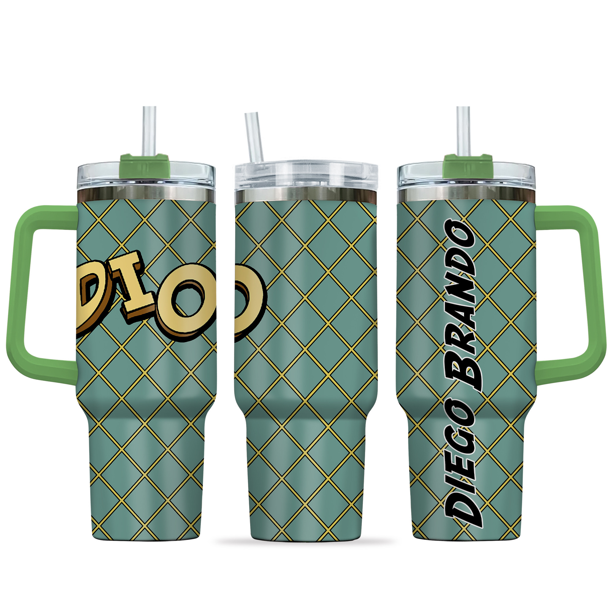 Diego Brando JoJo's Bizarre Anime Custom Stanley Quencher 40oz Stainless Steel Tumbler With Handle