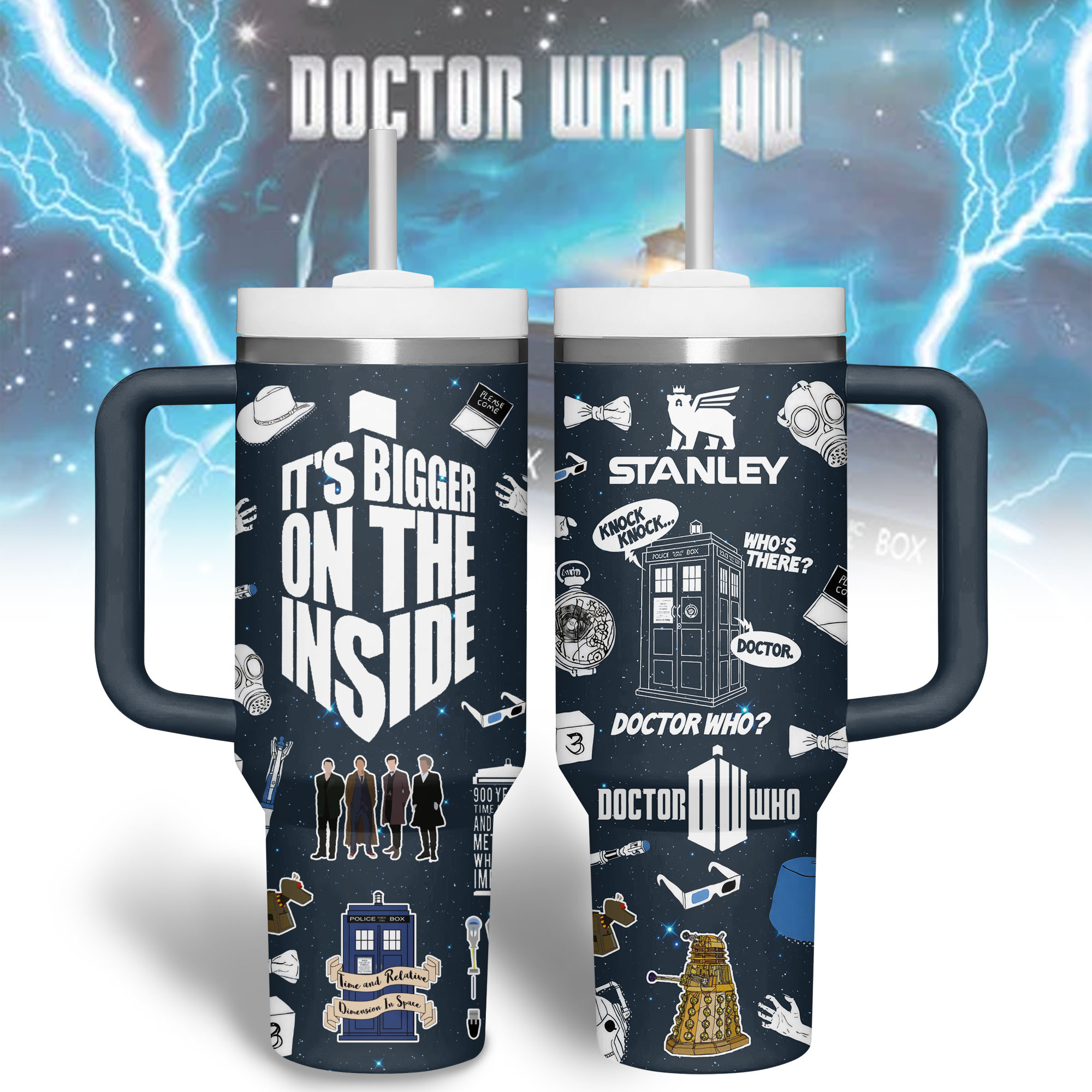 Doctor Who TV Series Custom Stanley Quencher 40oz Stainless Steel Tumbler With Handle