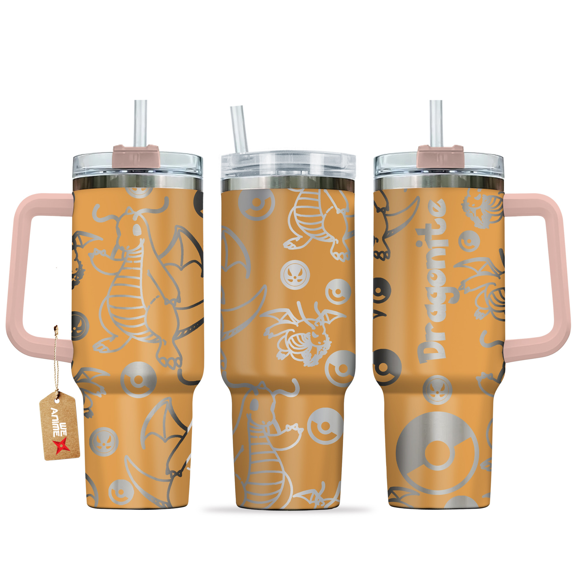 Dragonite Pokemon Anime Custom Stanley Quencher 40oz Stainless Steel Tumbler With Handle