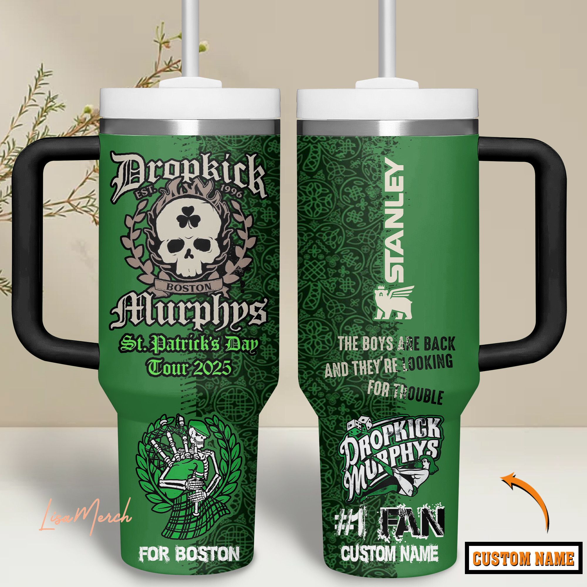 Dropkick Murphys Music Custom Stanley Quencher 40oz Stainless Steel Tumbler With Handle