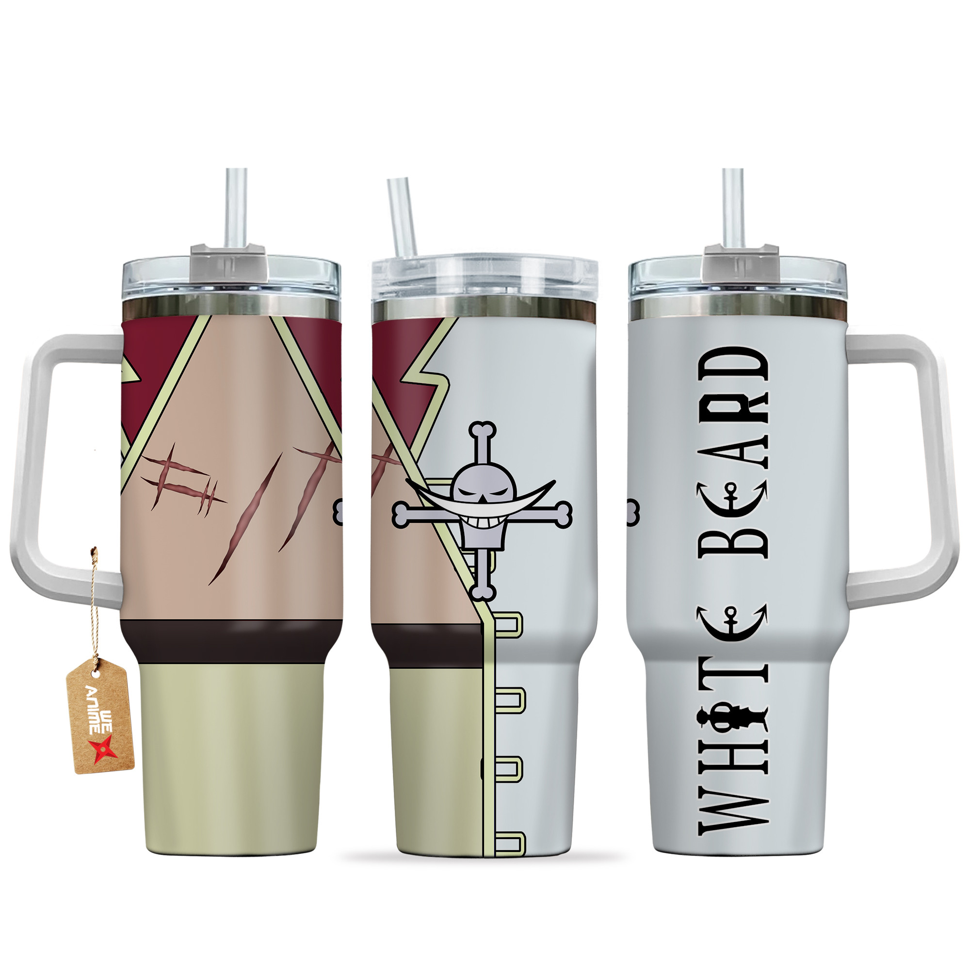 Edward Newgate One Piece Anime Custom Stanley Quencher 40oz Stainless Steel Tumbler With Handle
