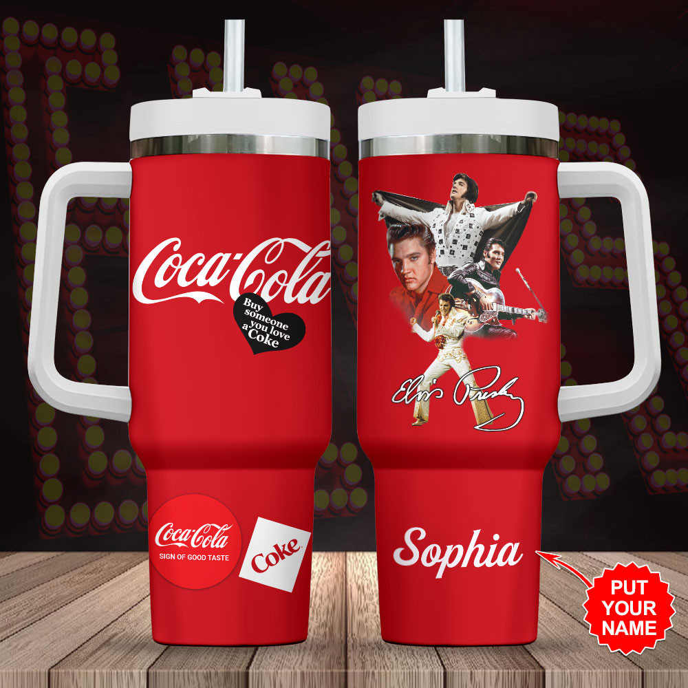 Elvis Presley Music Custom Stanley Quencher 40oz Stainless Steel Tumbler With Handle