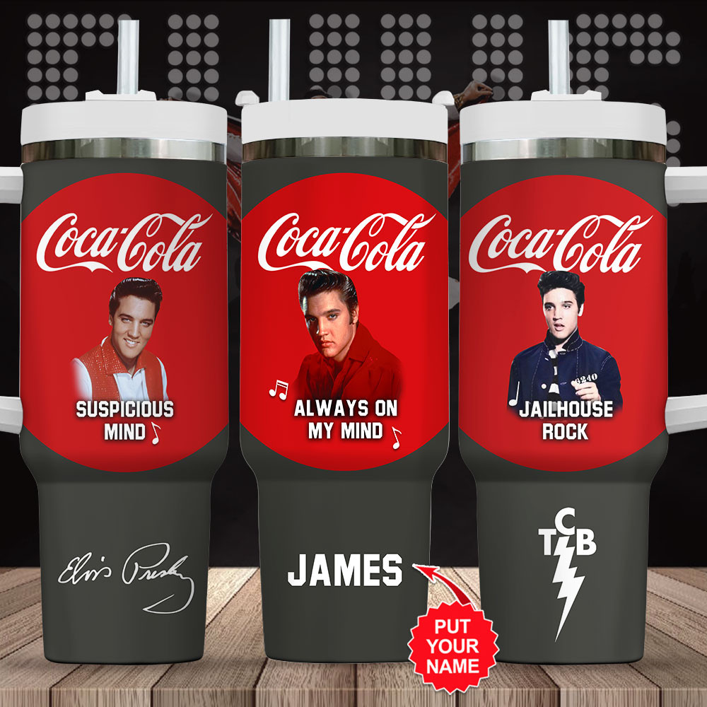 Elvis Presley Music Custom Stanley Quencher 40oz Stainless Steel Tumbler With Handle
