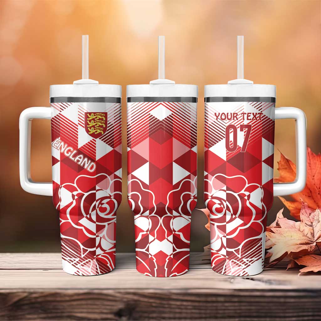 England Rugby Crystalised Red Rose Custom Stanley Quencher 40oz Stainless Steel Tumbler With Handle
