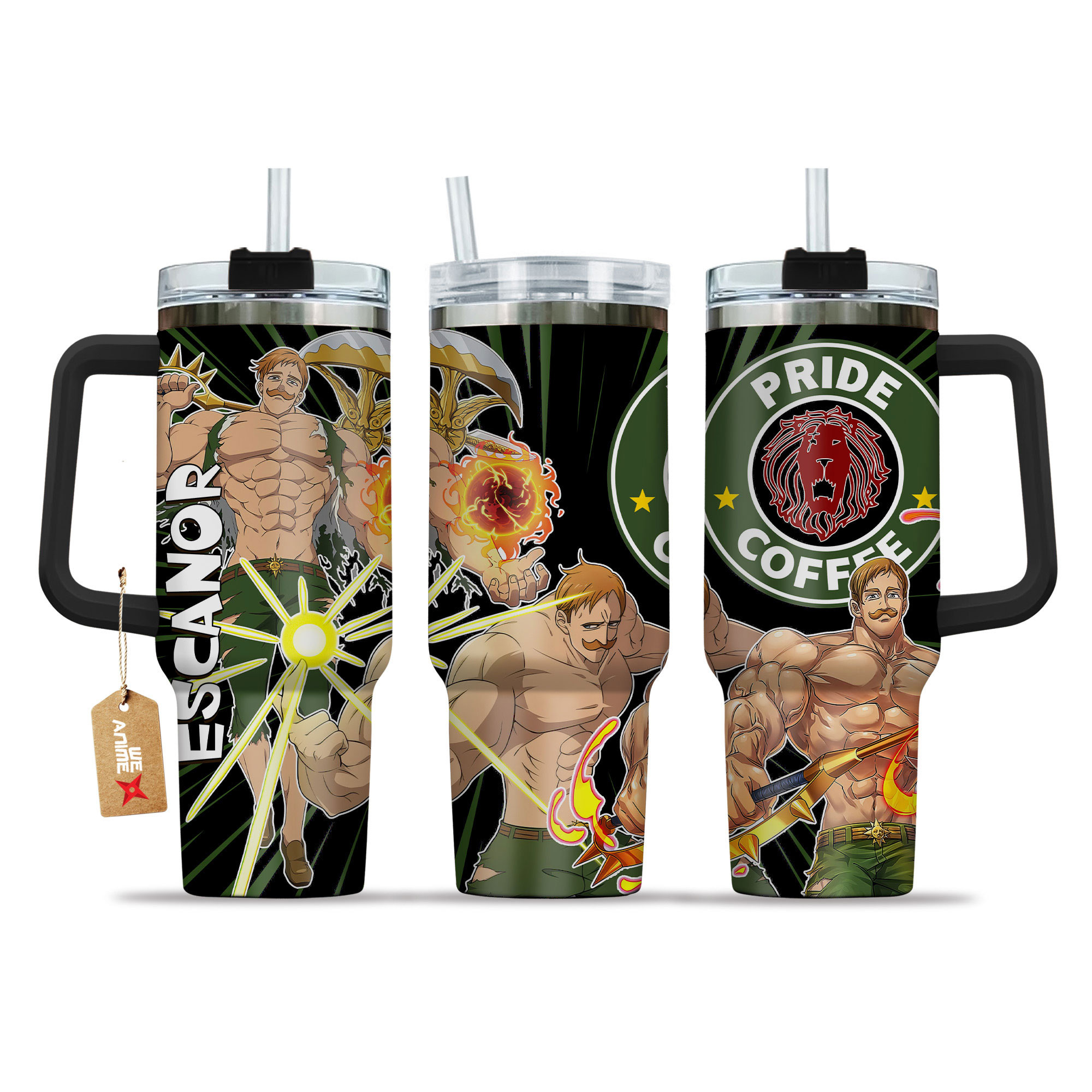 Escanor The Seven Deadly Sins Anime Custom Stanley Quencher 40oz Stainless Steel Tumbler With Handle